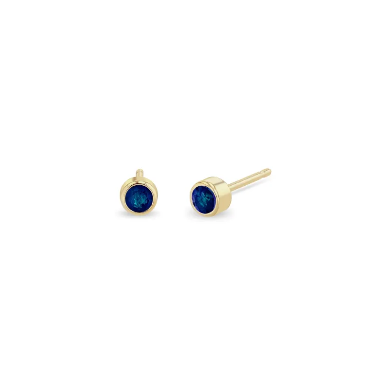 14k Blue Sapphire Bezel Studs sold by Zoe Chicco