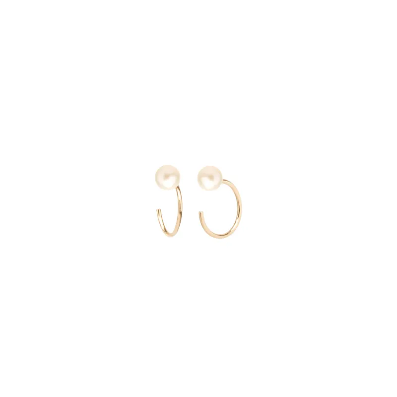 14k Pearl Reverse Huggie Hoop Earrings sold by Zoe Chicco