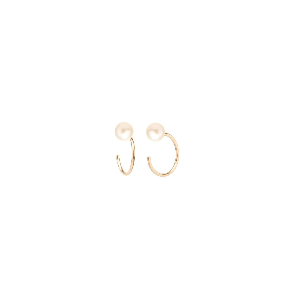 14k Pearl Reverse Huggie Hoop Earrings sold by Zoe Chicco