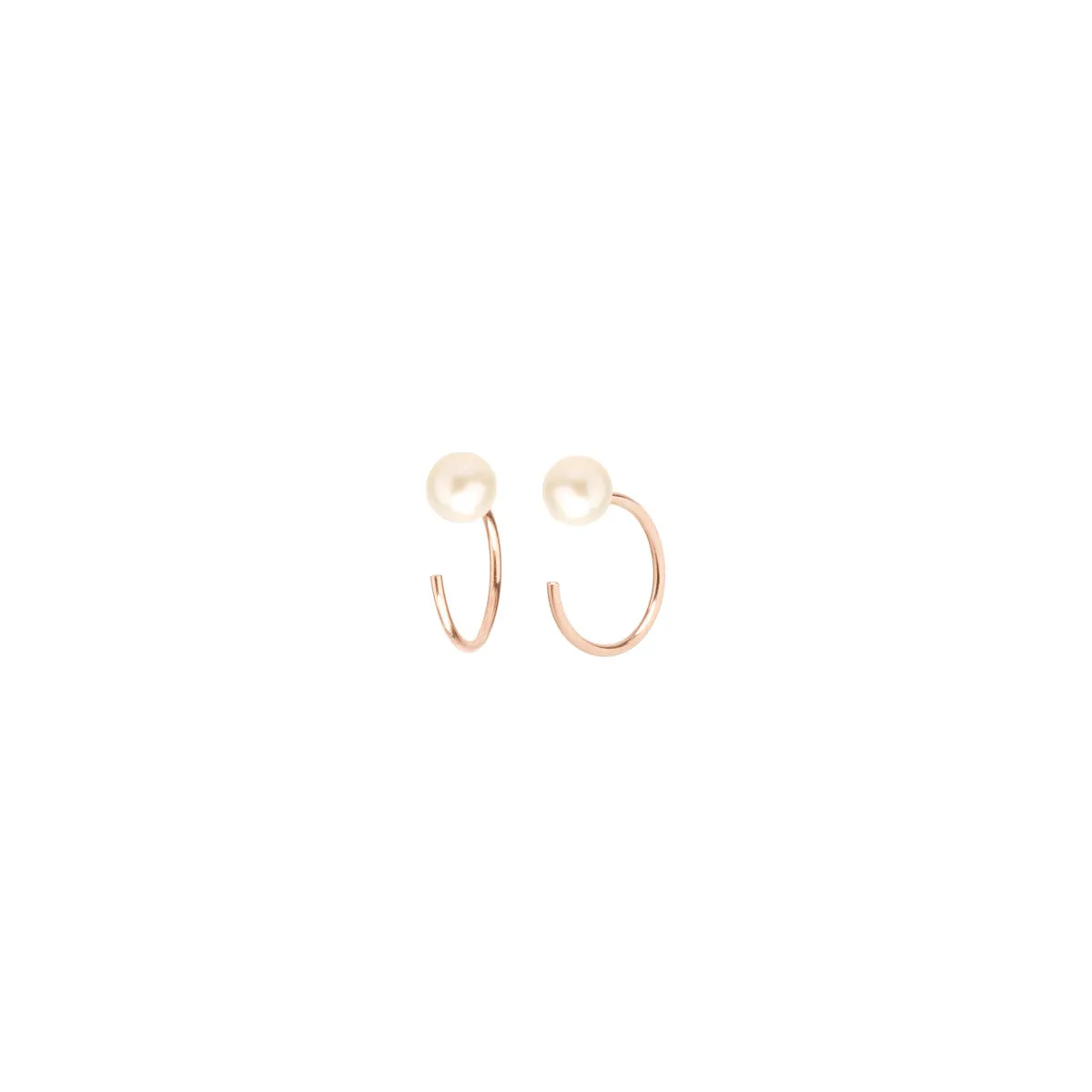 14k Pearl Reverse Huggie Hoop Earrings sold by Zoe Chicco product image thumbnail 2