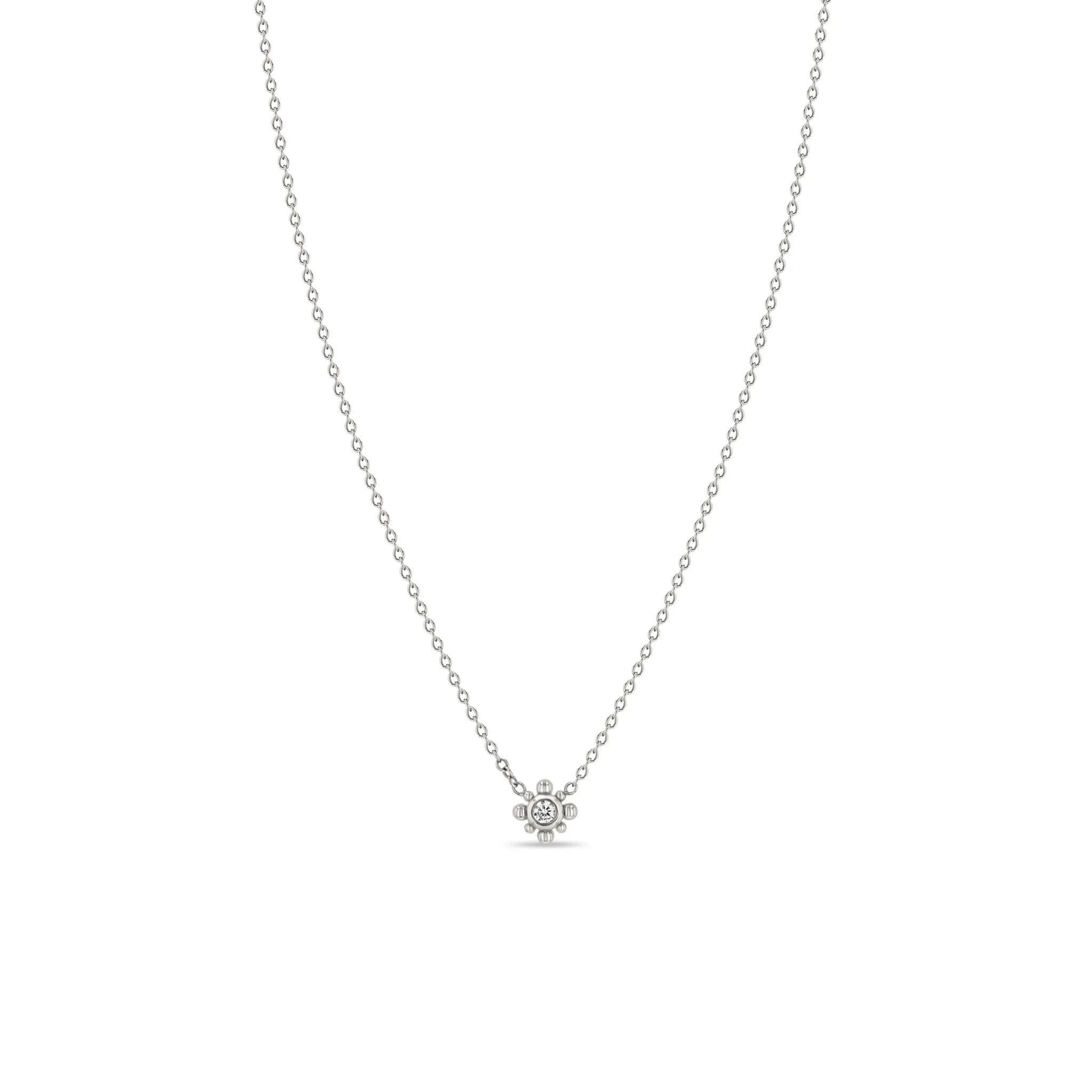 14k Tiny Bead Diamond Starburst Necklace sold by Zoe Chicco product image thumbnail 4