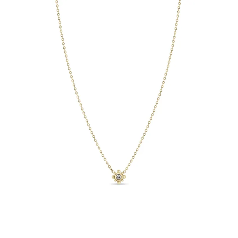 14k Tiny Bead Diamond Starburst Necklace sold by Zoe Chicco