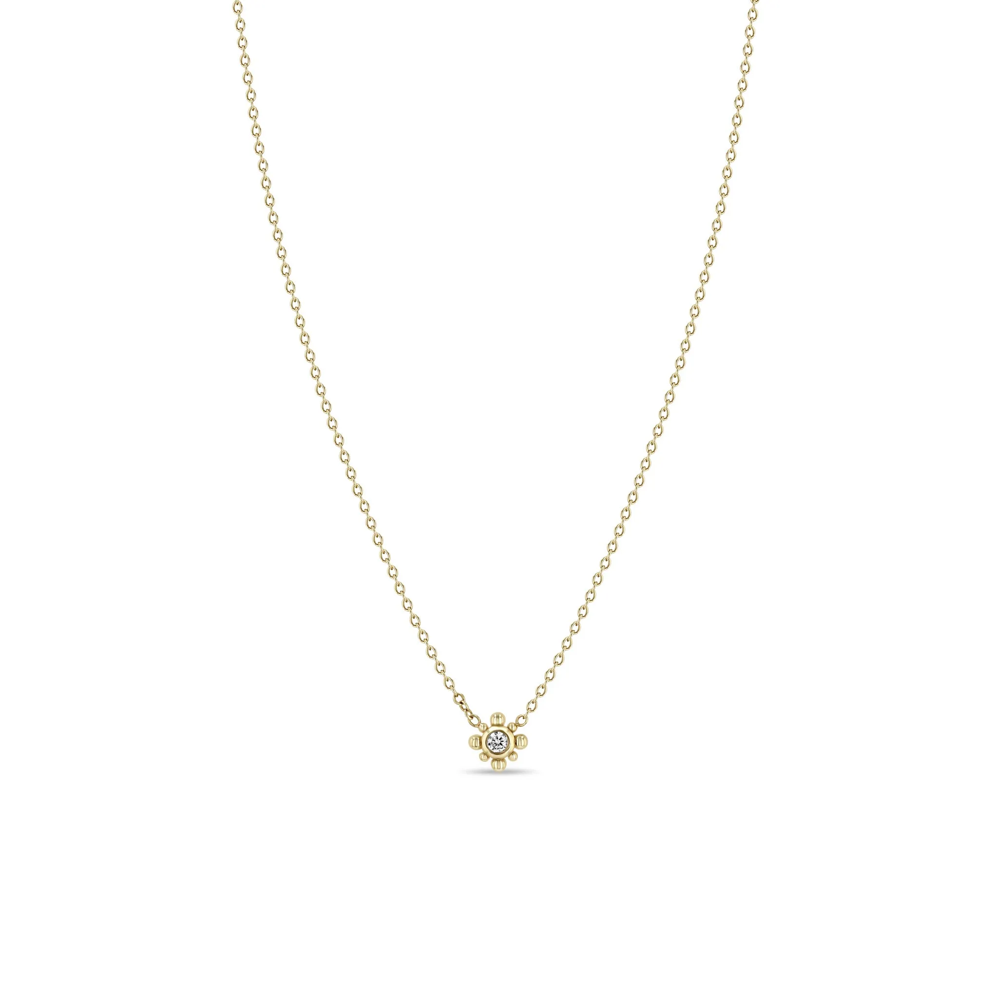 14k Tiny Bead Diamond Starburst Necklace sold by Zoe Chicco