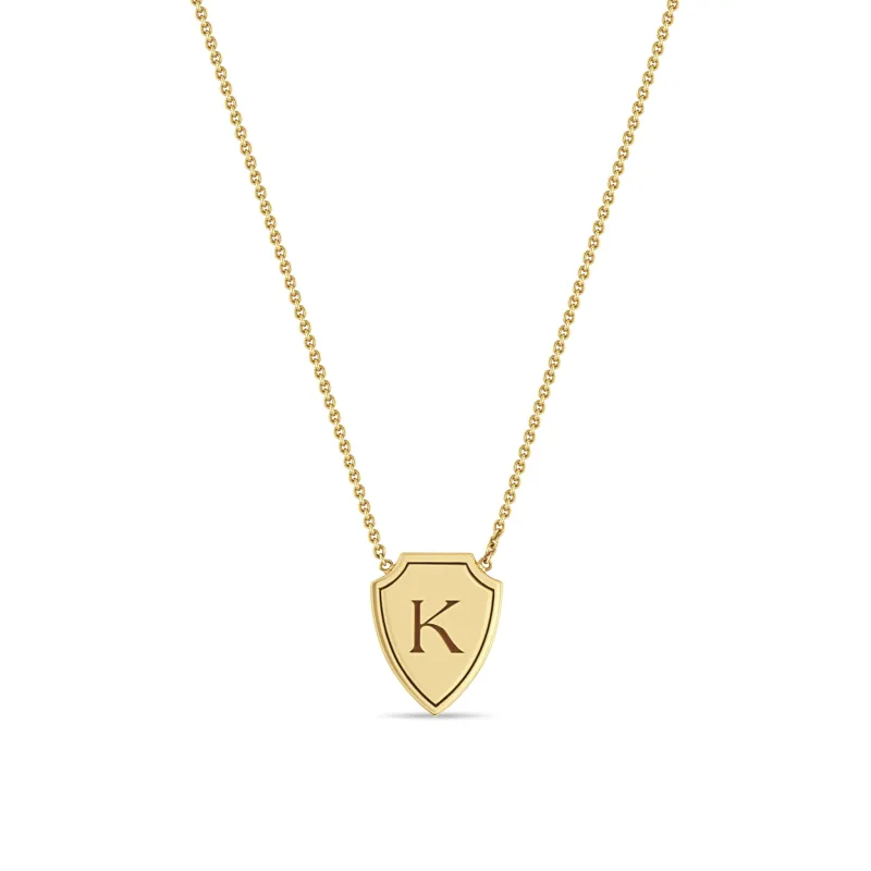 14k Initial Shield Necklace sold by Zoe Chicco