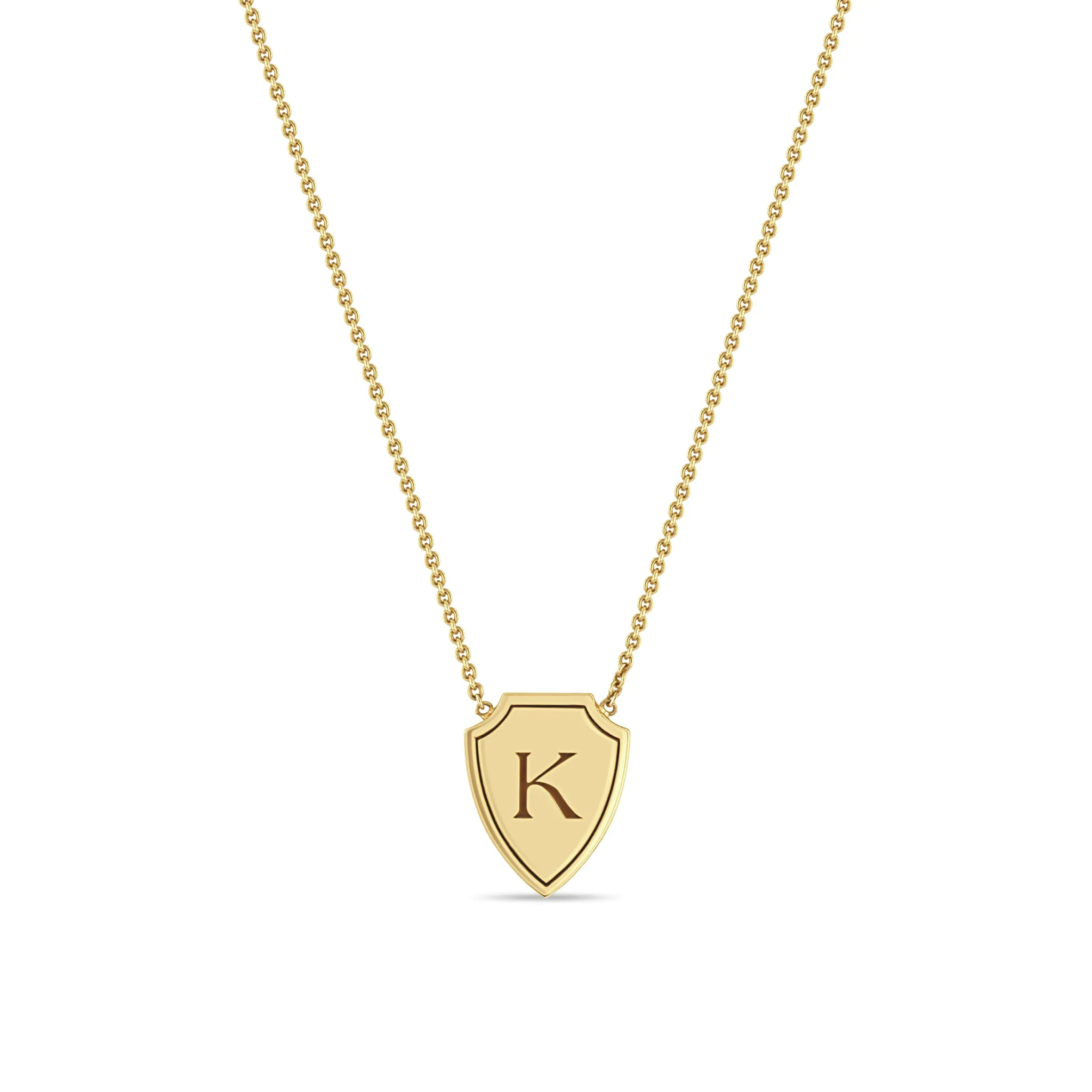 14k Initial Shield Necklace sold by Zoe Chicco