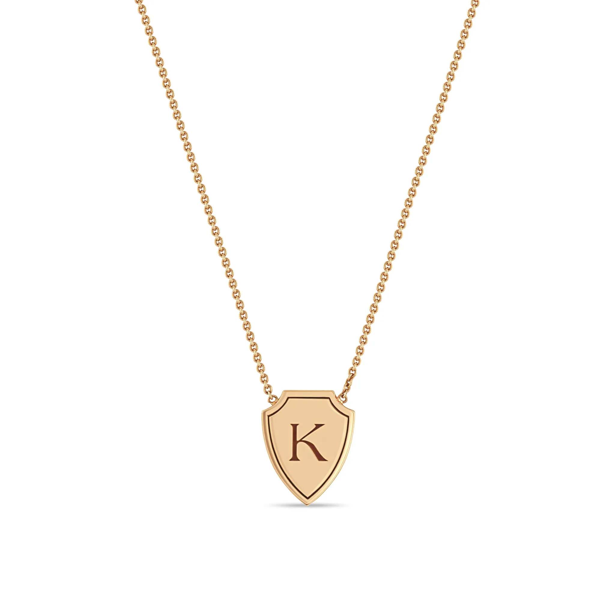 14k Initial Shield Necklace sold by Zoe Chicco product image thumbnail 4