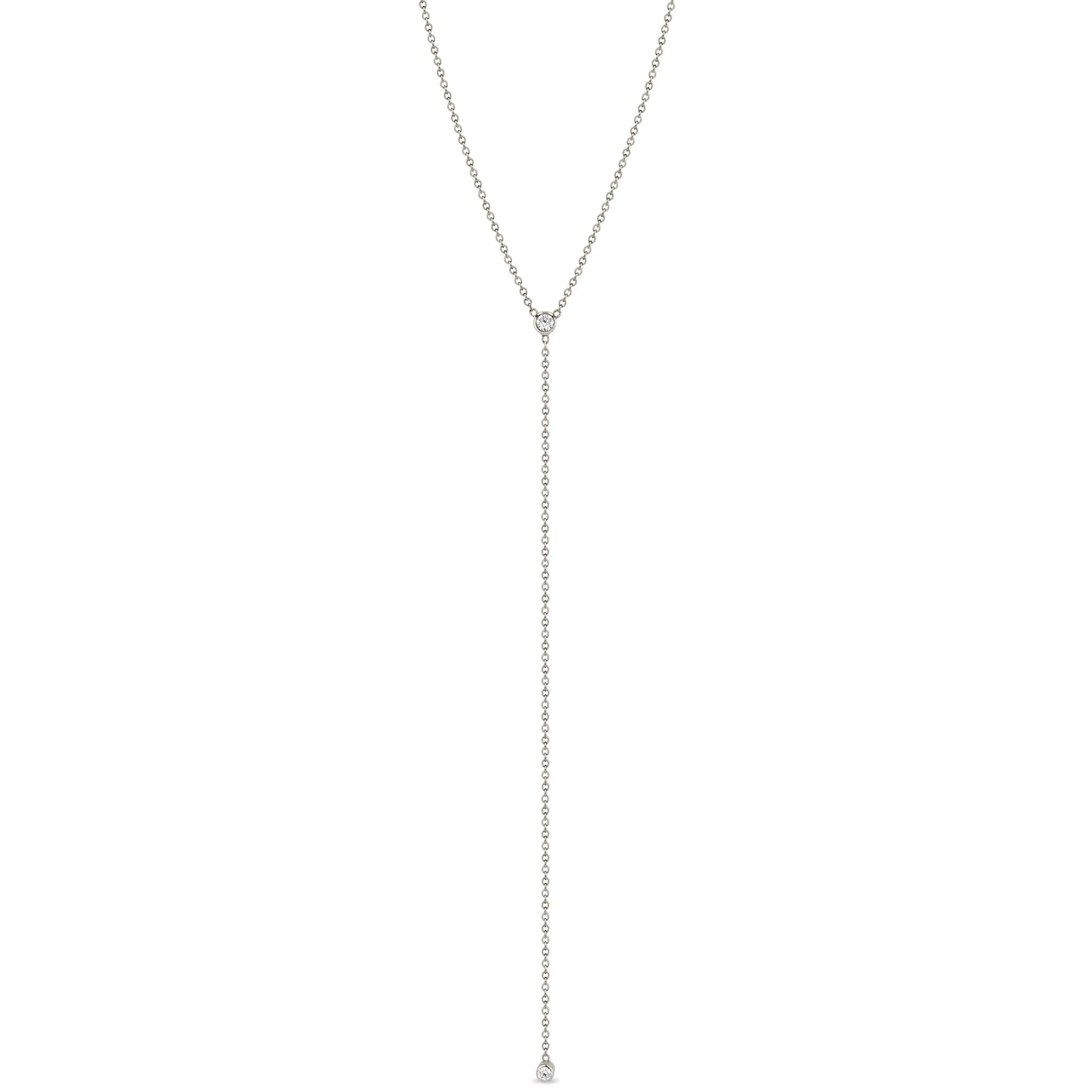 14k Diamond Bezel Lariat Necklace sold by Zoe Chicco product image thumbnail 4