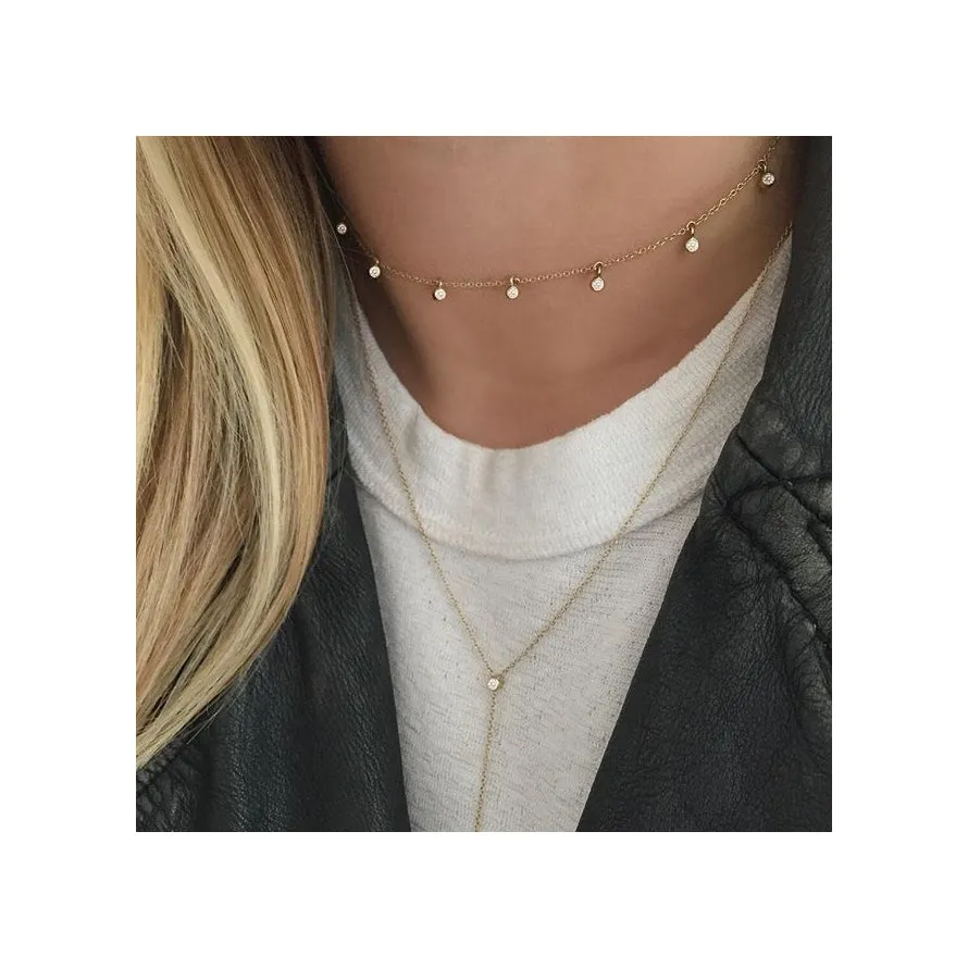 14k Diamond Bezel Lariat Necklace sold by Zoe Chicco product image thumbnail 2