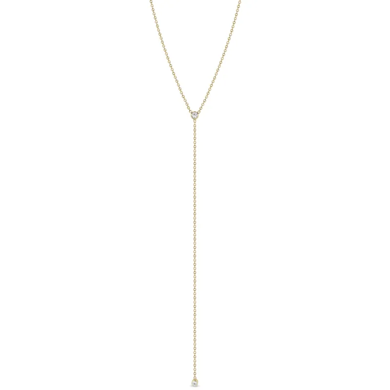 14k Diamond Bezel Lariat Necklace sold by Zoe Chicco