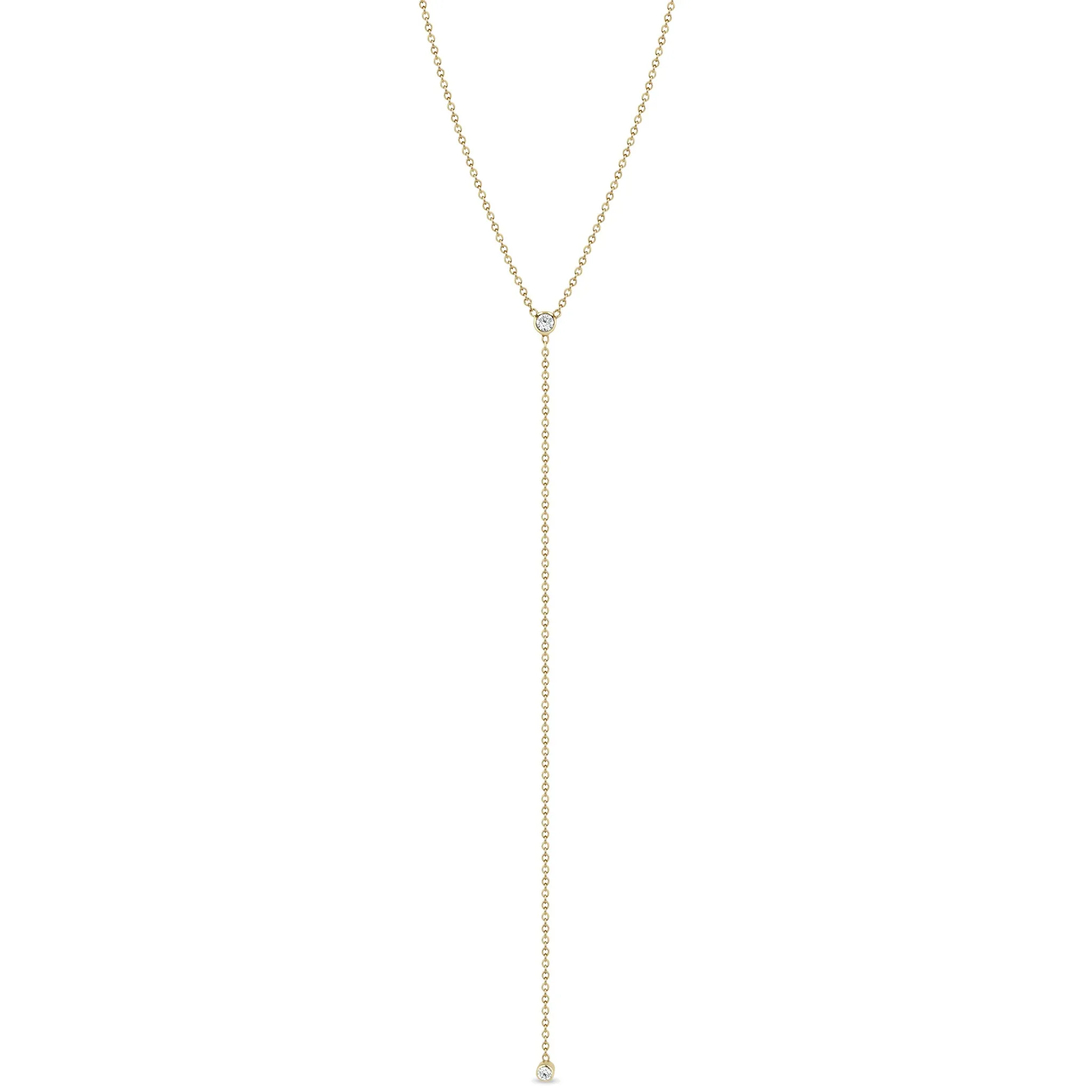 14k Diamond Bezel Lariat Necklace sold by Zoe Chicco