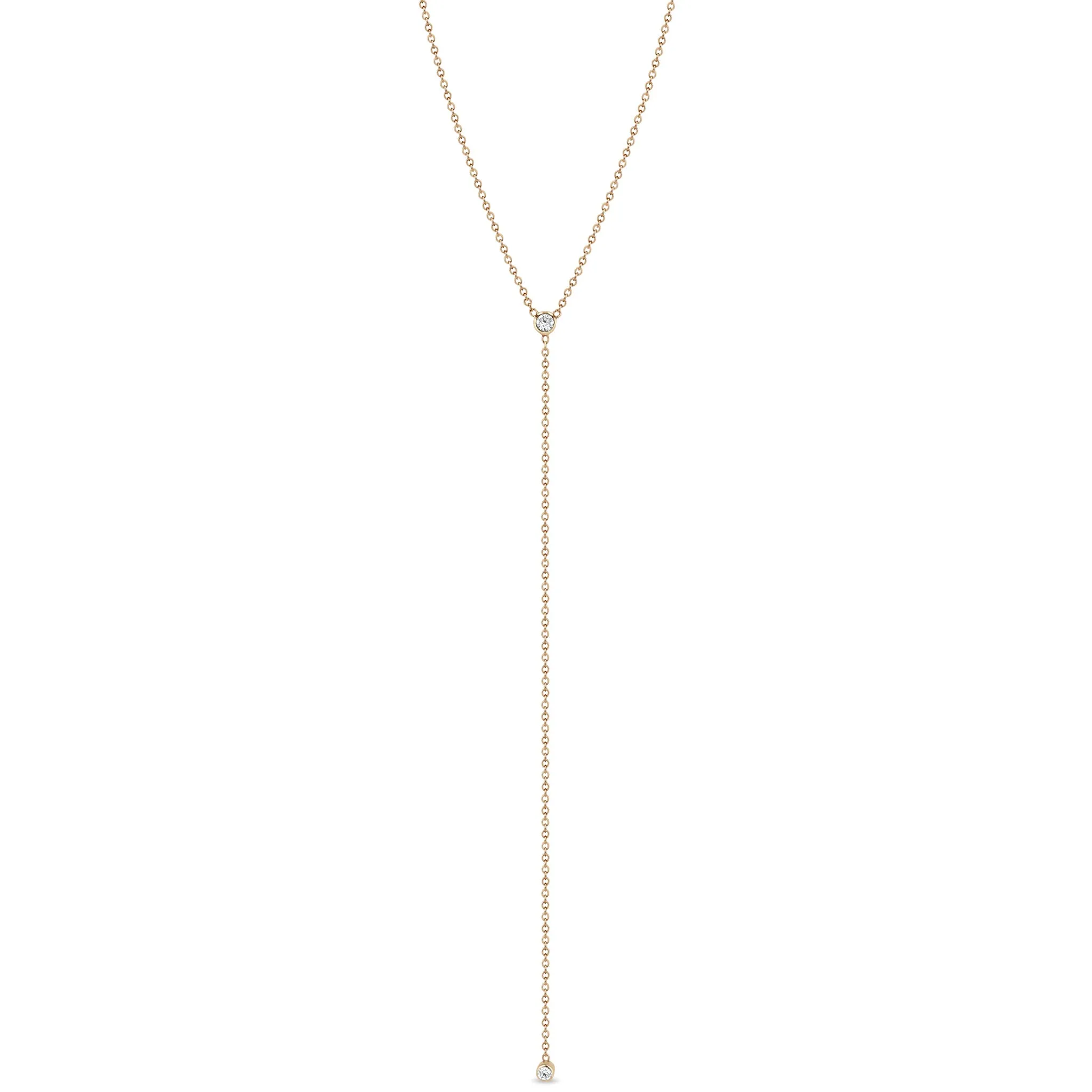 14k Diamond Bezel Lariat Necklace sold by Zoe Chicco product image thumbnail 3