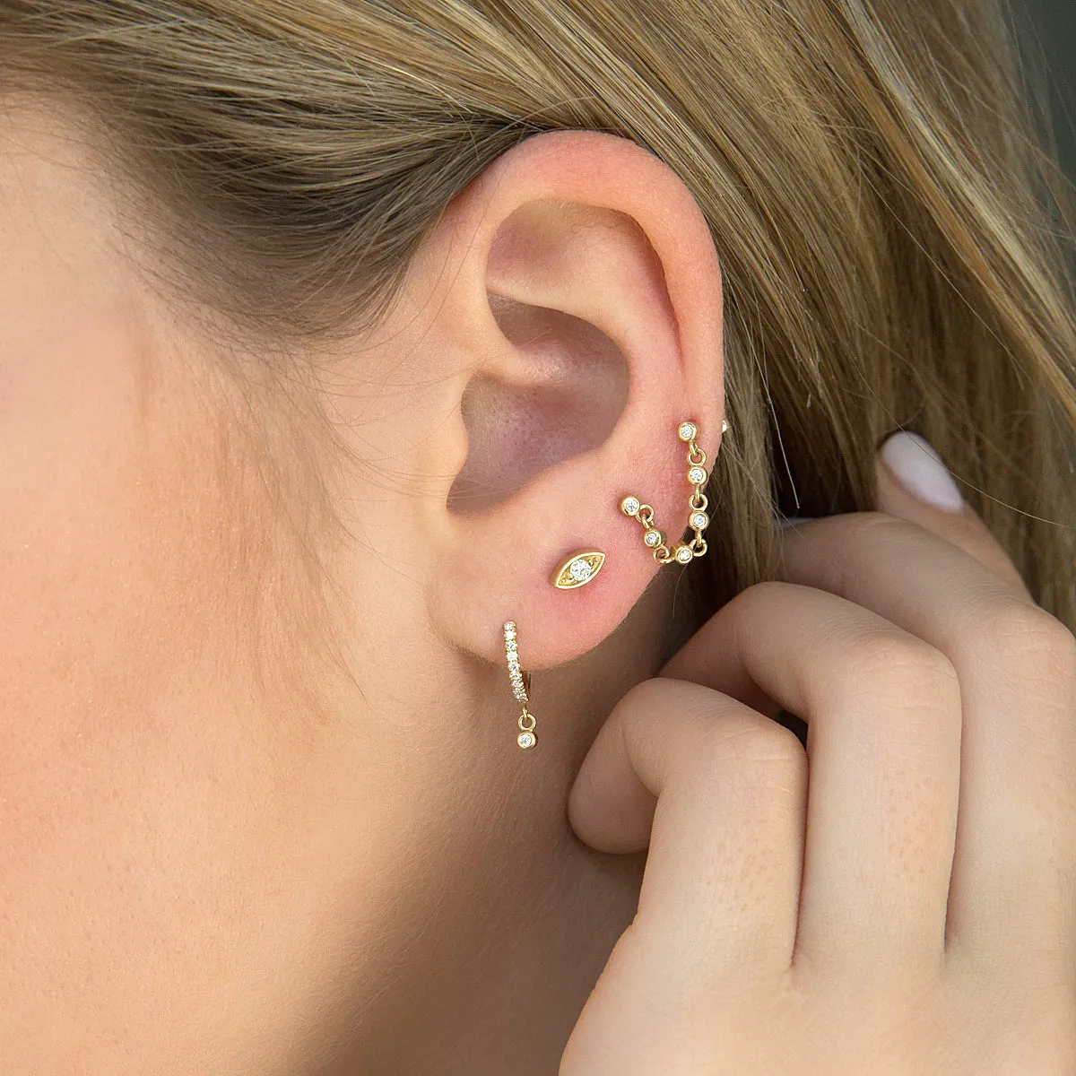 14k Small Diamond Eye Studs sold by Zoe Chicco product image thumbnail 2