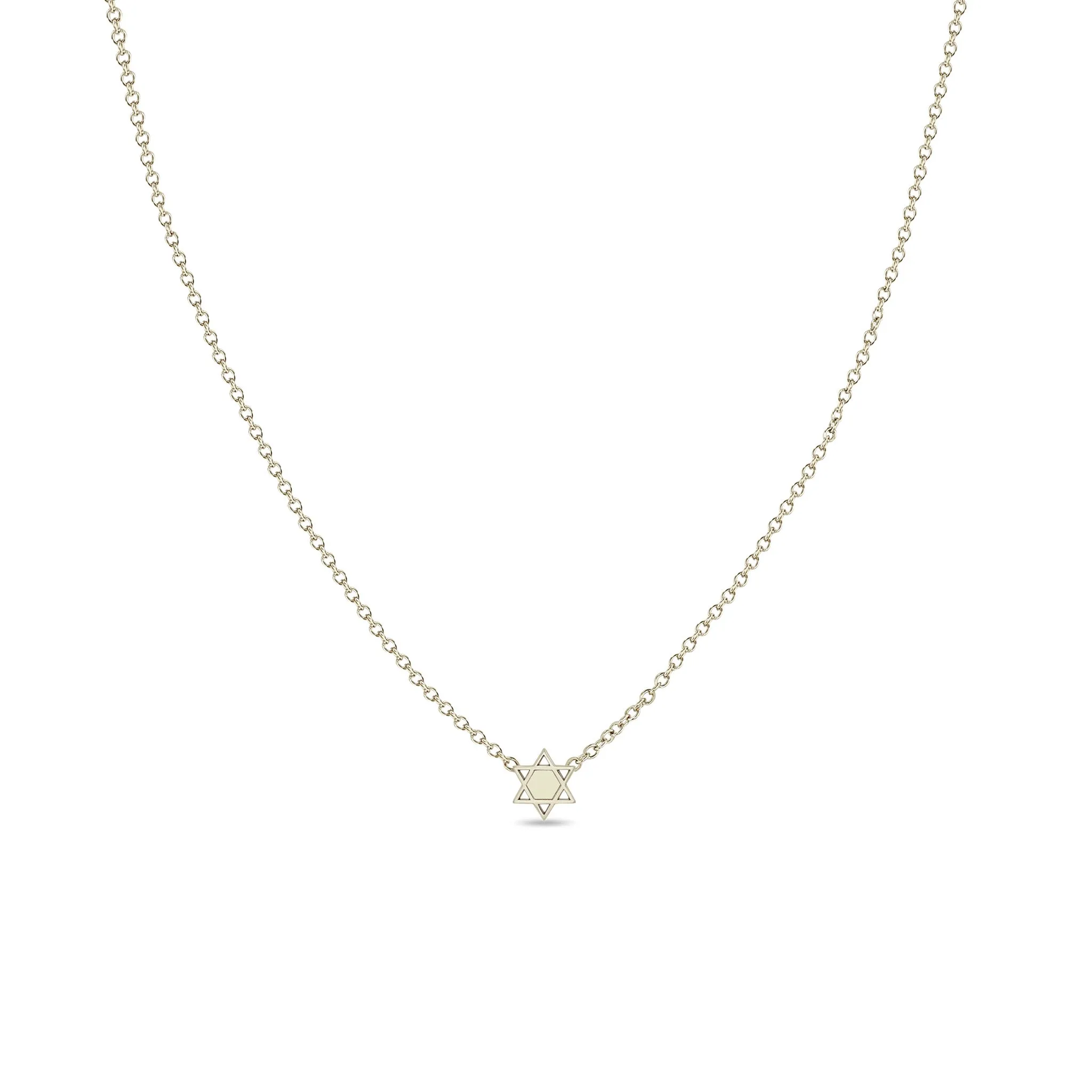 14k Itty Bitty Star of David Necklace sold by Zoe Chicco product image thumbnail 4