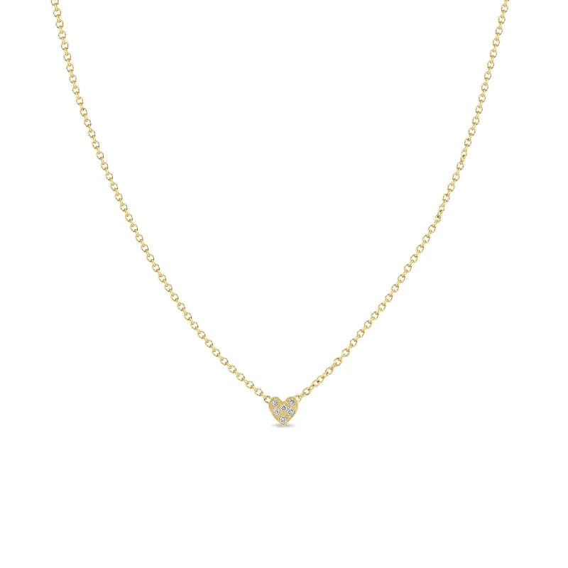 14k Itty Bitty Pavé Diamond Heart Necklace sold by Zoe Chicco