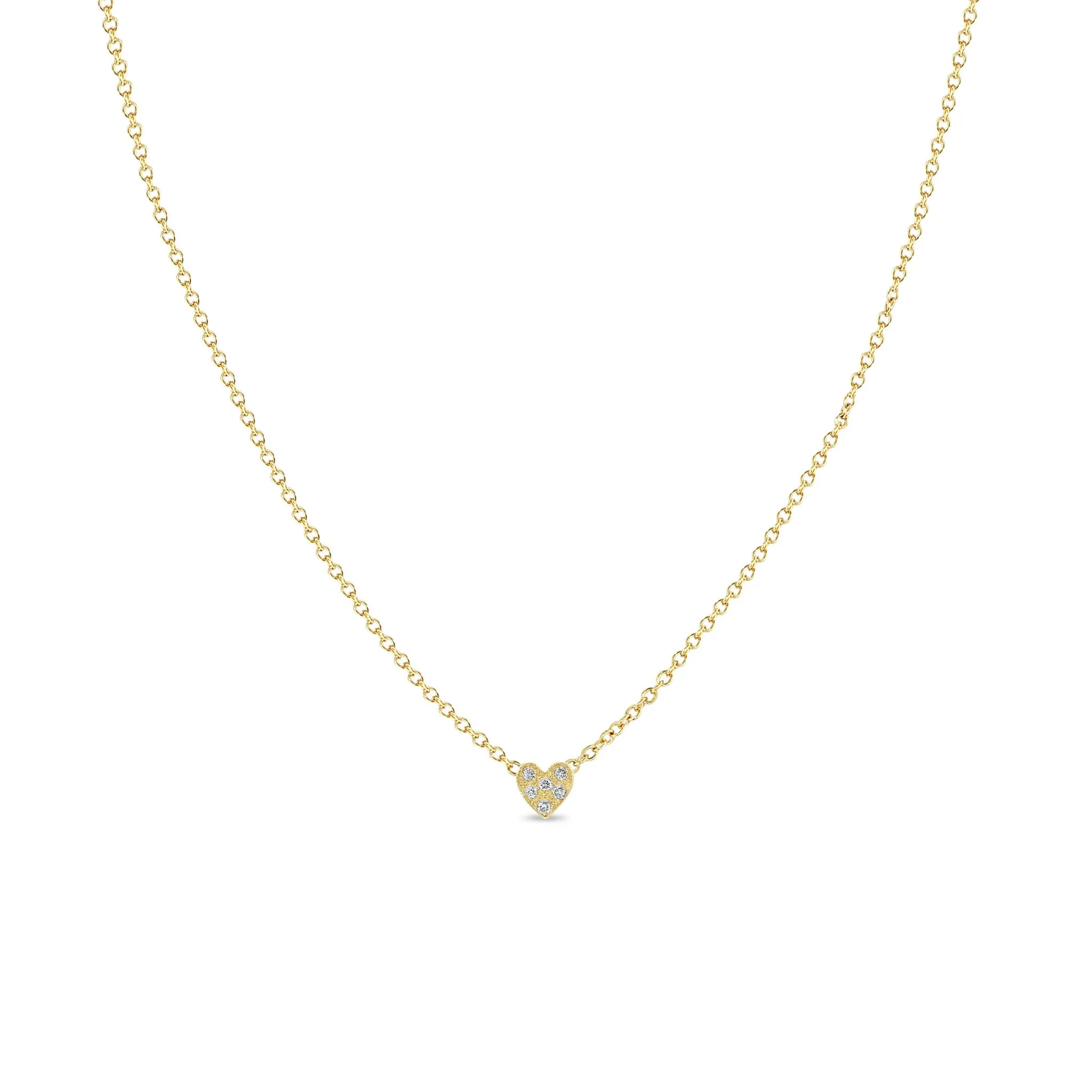 14k Itty Bitty Pavé Diamond Heart Necklace sold by Zoe Chicco