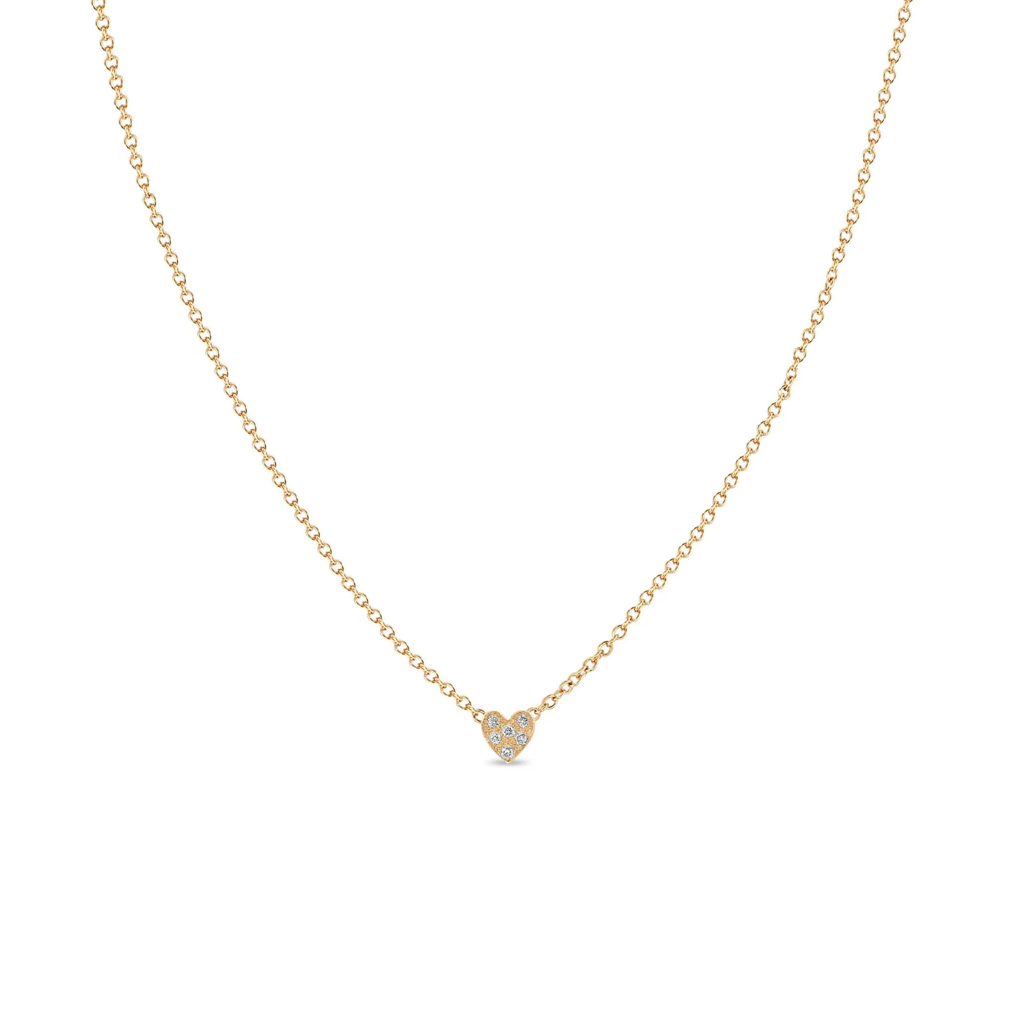 14k Itty Bitty Pavé Diamond Heart Necklace sold by Zoe Chicco product image thumbnail 5