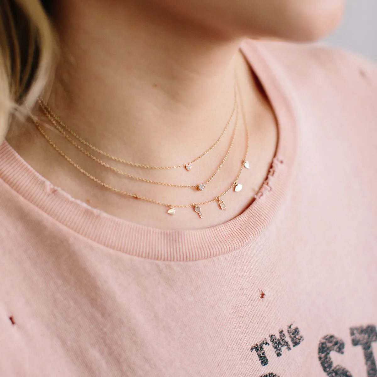 14k Itty Bitty Pavé Diamond Heart Necklace sold by Zoe Chicco product image thumbnail 4