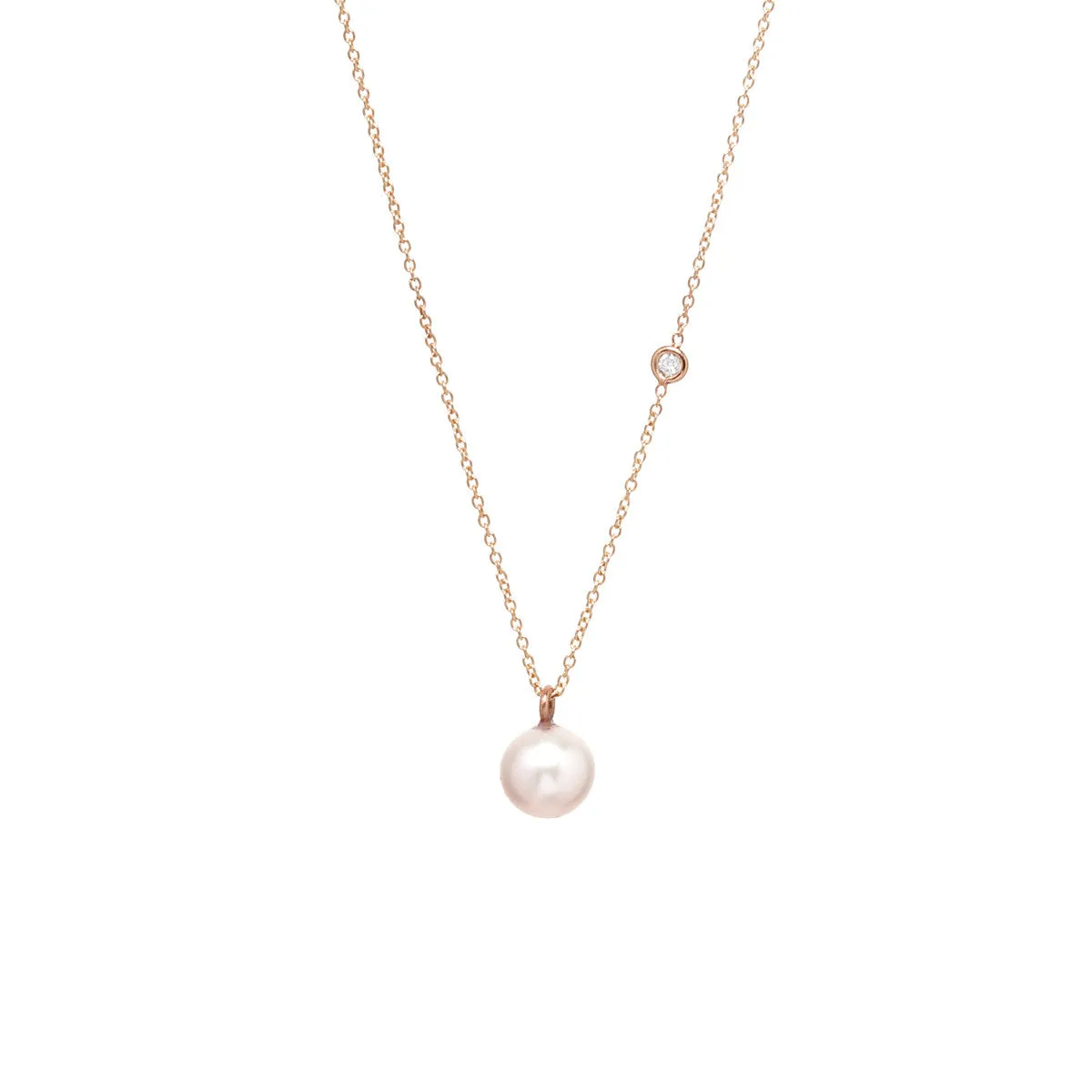 14k Large Pearl & Floating Diamond Necklace sold by Zoe Chicco product image thumbnail 3