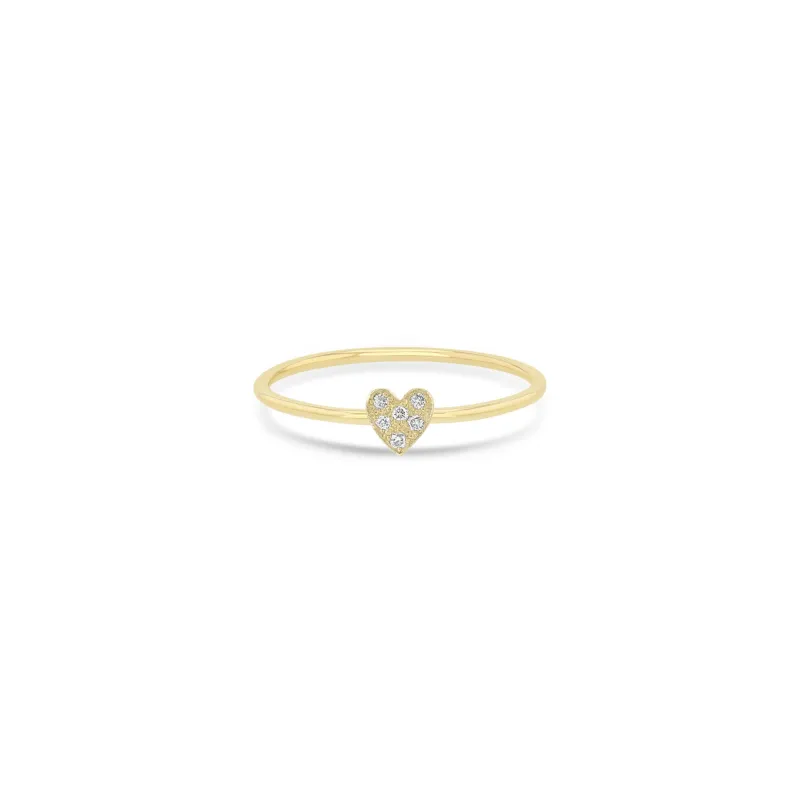 14k Itty Bitty Pavé Diamond Heart Ring sold by Zoe Chicco