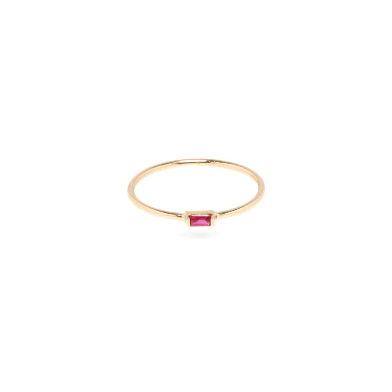 14k Horizontal Ruby Baguette Ring sold by Zoe Chicco
