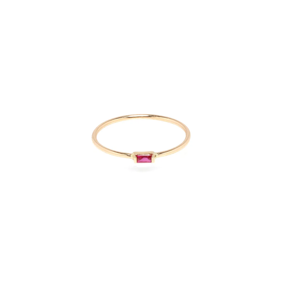 14k Horizontal Ruby Baguette Ring sold by Zoe Chicco