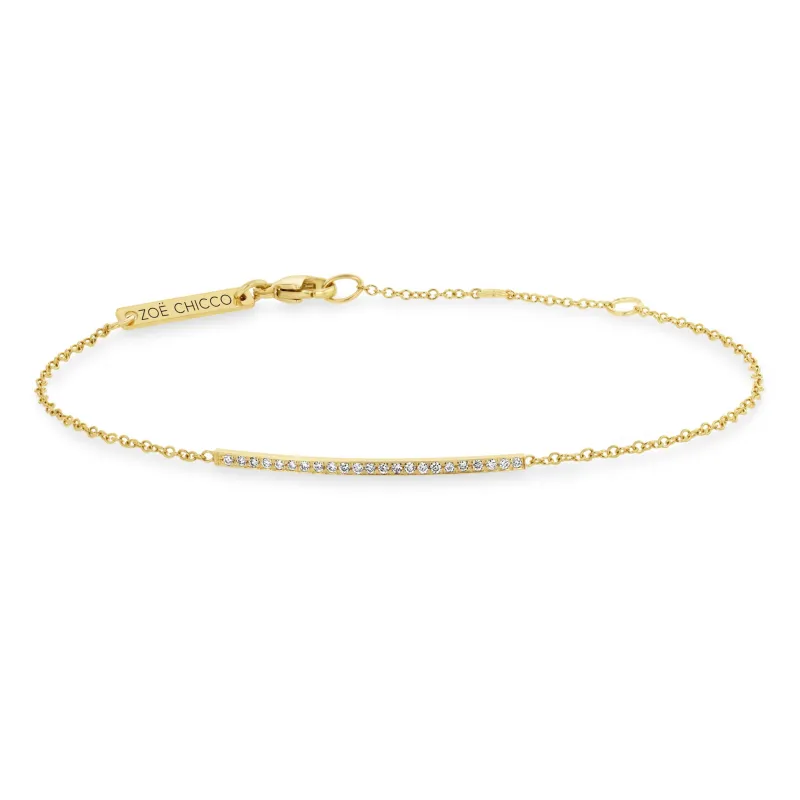 14k Pavé Diamond Thin Bar Bracelet sold by Zoe Chicco
