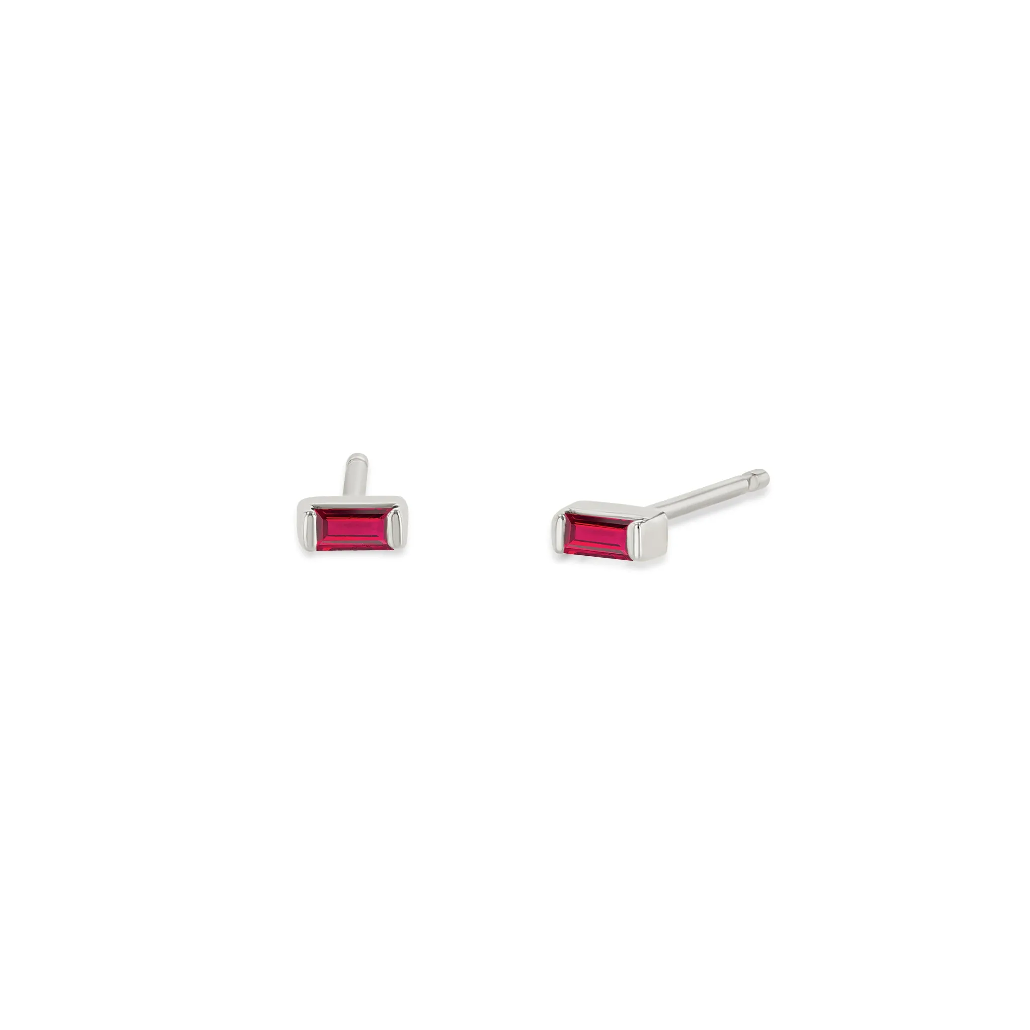 14k Small Ruby Baguette Studs sold by Zoe Chicco product image thumbnail 4