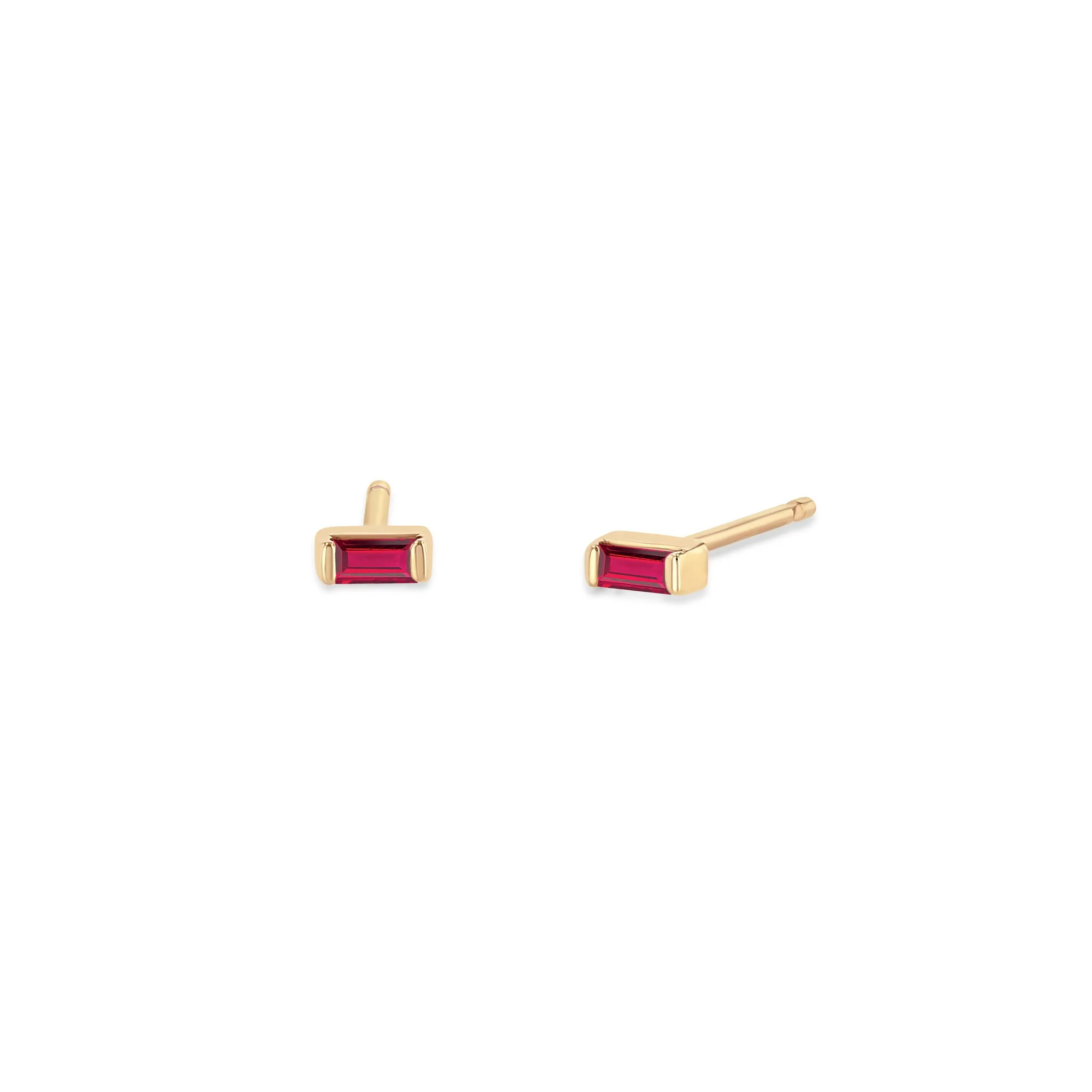 14k Small Ruby Baguette Studs sold by Zoe Chicco product image thumbnail 3