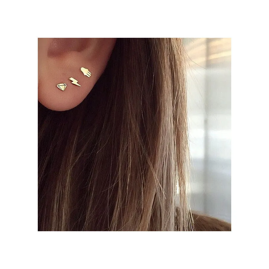 14k Itty Bitty Faceted Diamond Stud sold by Zoe Chicco product image thumbnail 4