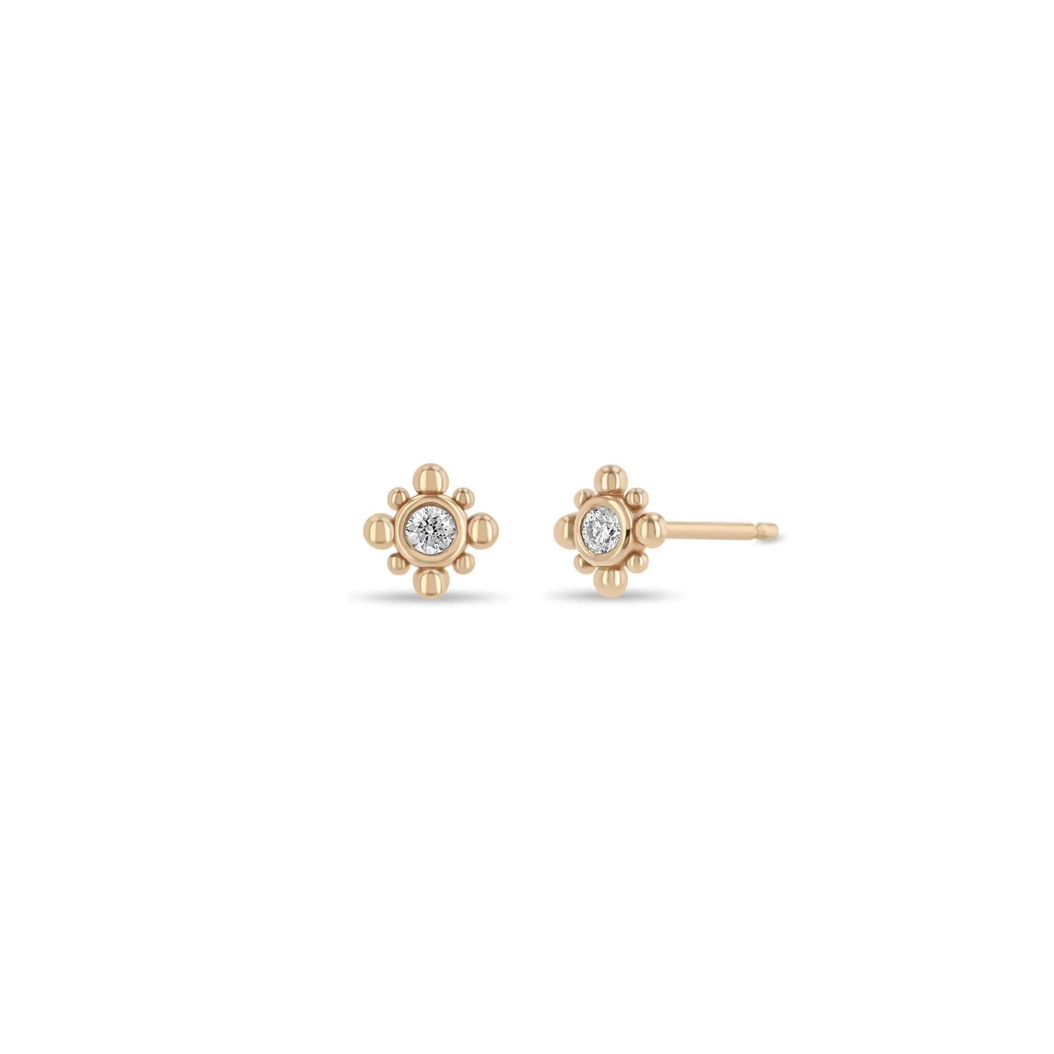 14k Tiny Bead Diamond Starburst Stud Earrings sold by Zoe Chicco product image thumbnail 4