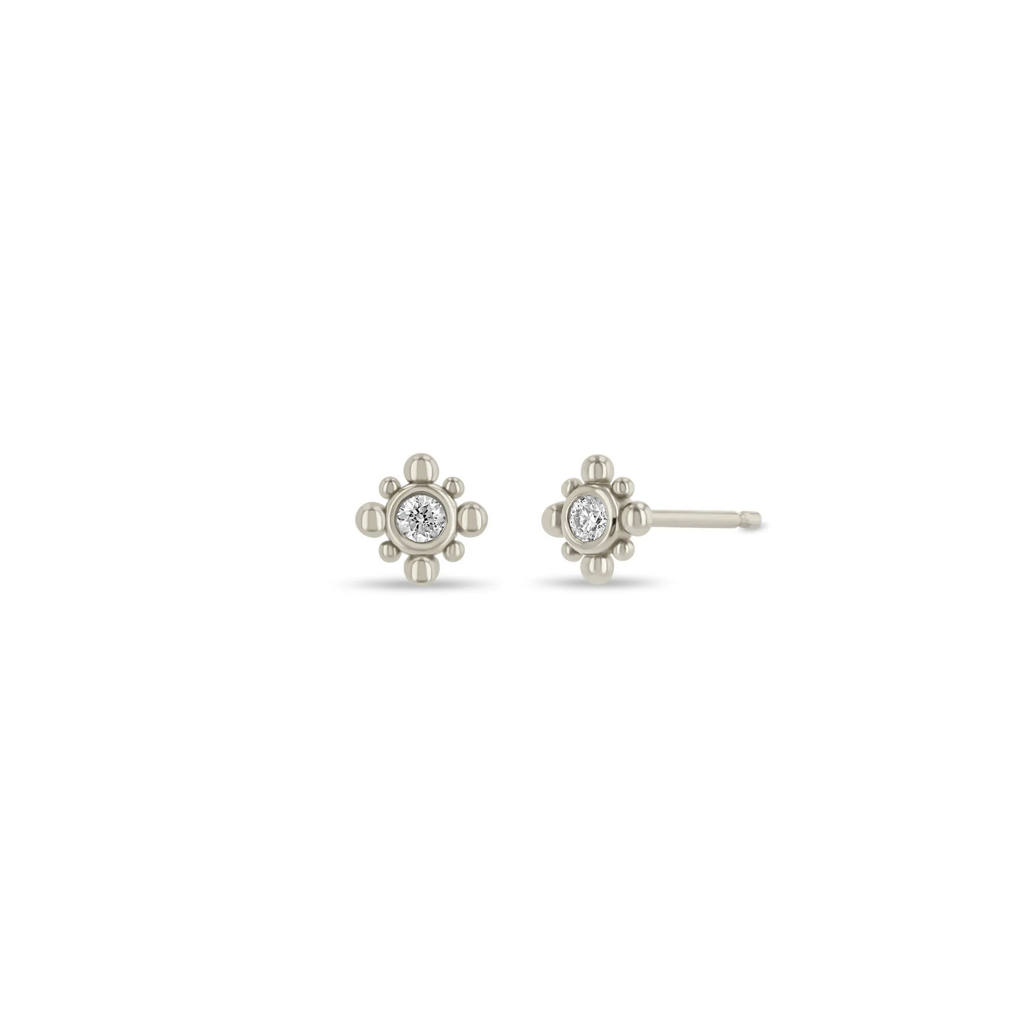 14k Tiny Bead Diamond Starburst Stud Earrings sold by Zoe Chicco product image thumbnail 5