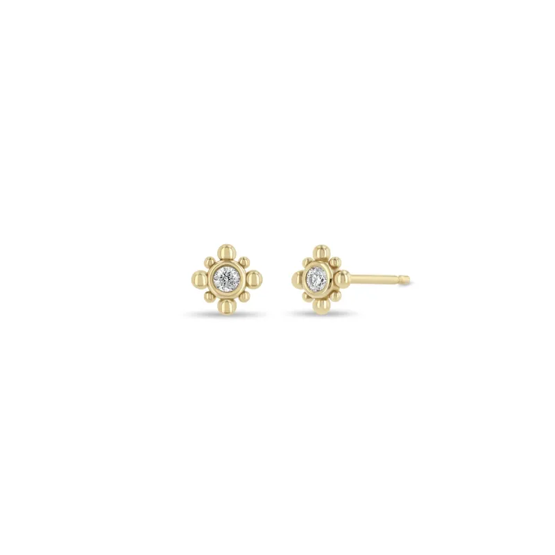 14k Tiny Bead Diamond Starburst Stud Earrings sold by Zoe Chicco