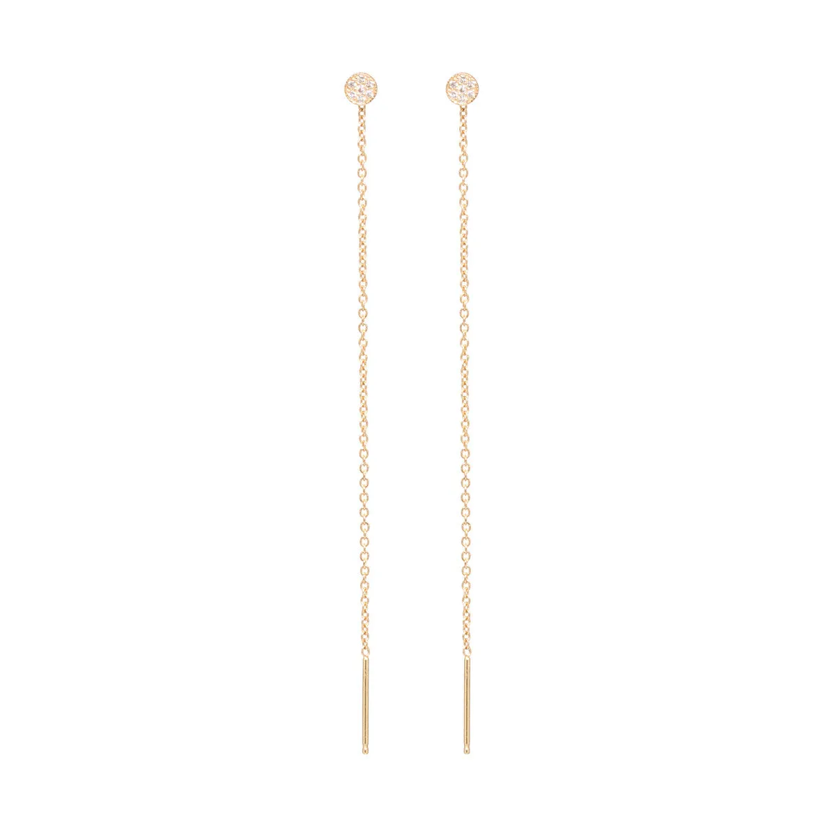 14k Itty Bitty Pavé Diamond Disc Threader Earrings sold by Zoe Chicco