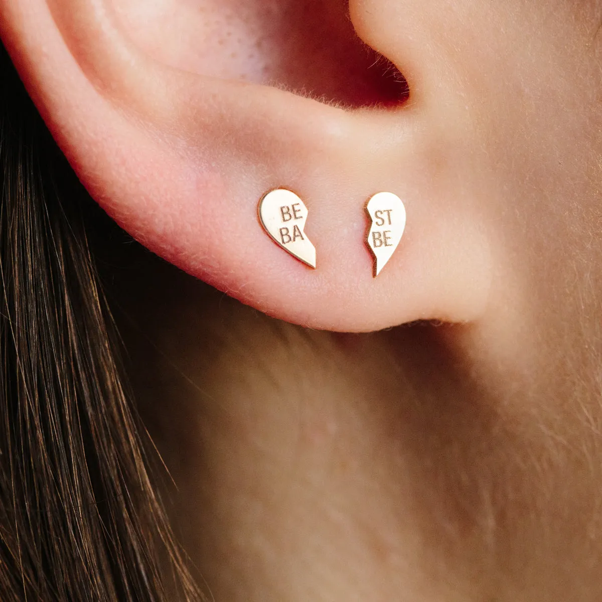 14k Itty Bitty Split BEST BABE Studs sold by Zoe Chicco product image thumbnail 2