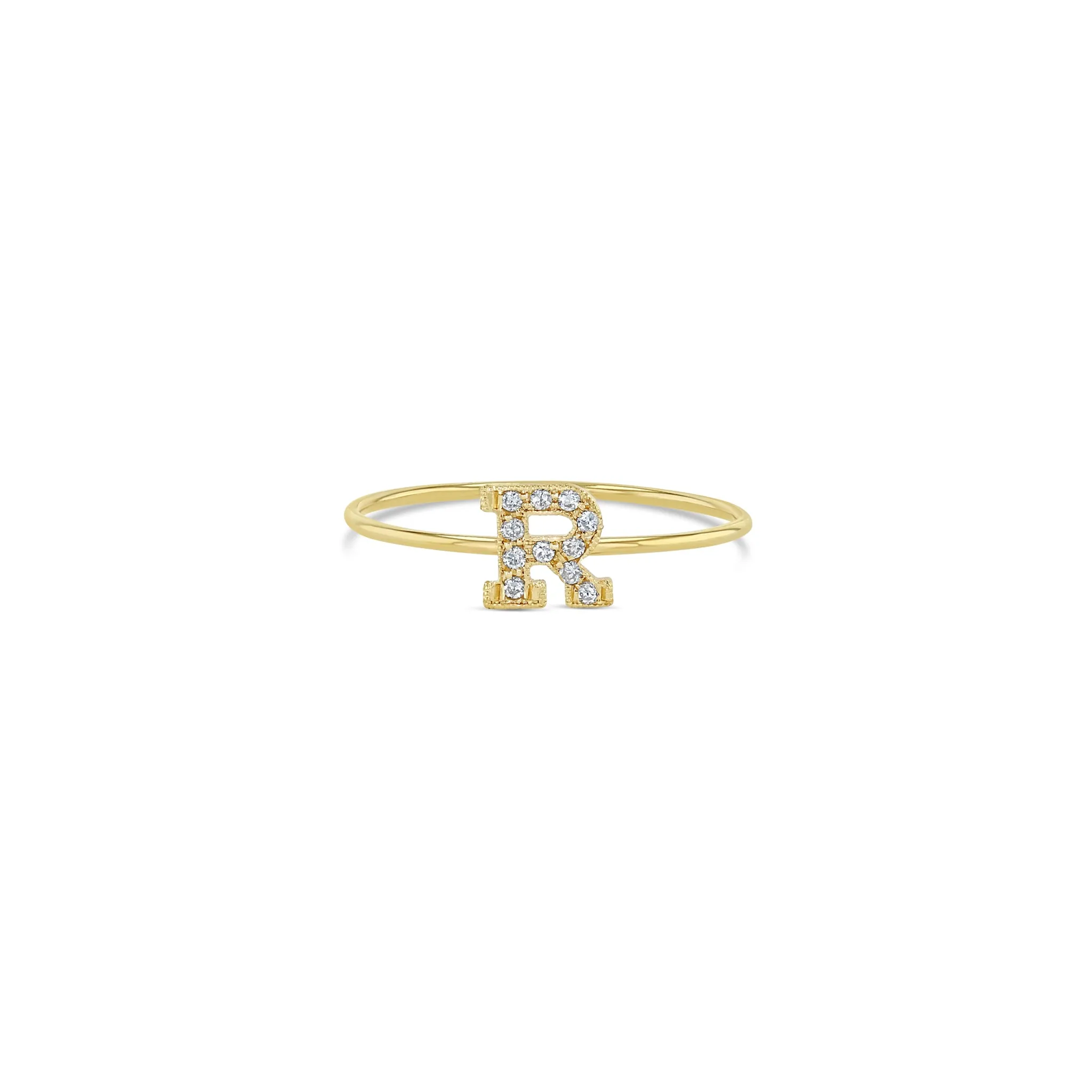 14k Pavé Diamond Initial Letter Ring sold by Zoe Chicco