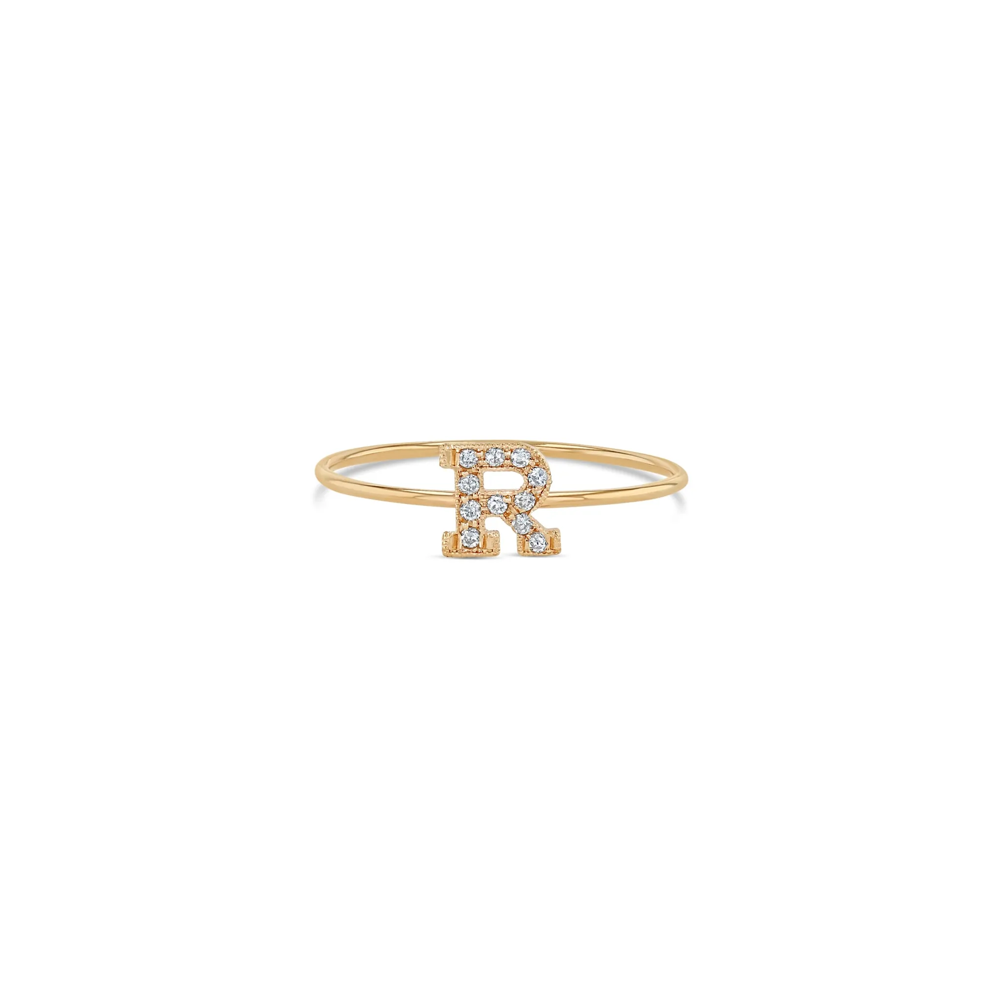 14k Pavé Diamond Initial Letter Ring sold by Zoe Chicco product image thumbnail 5