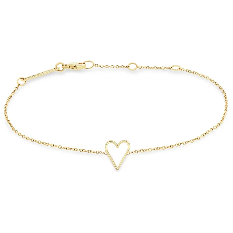 14k Tiny Open Heart Bracelet sold by Zoe Chicco