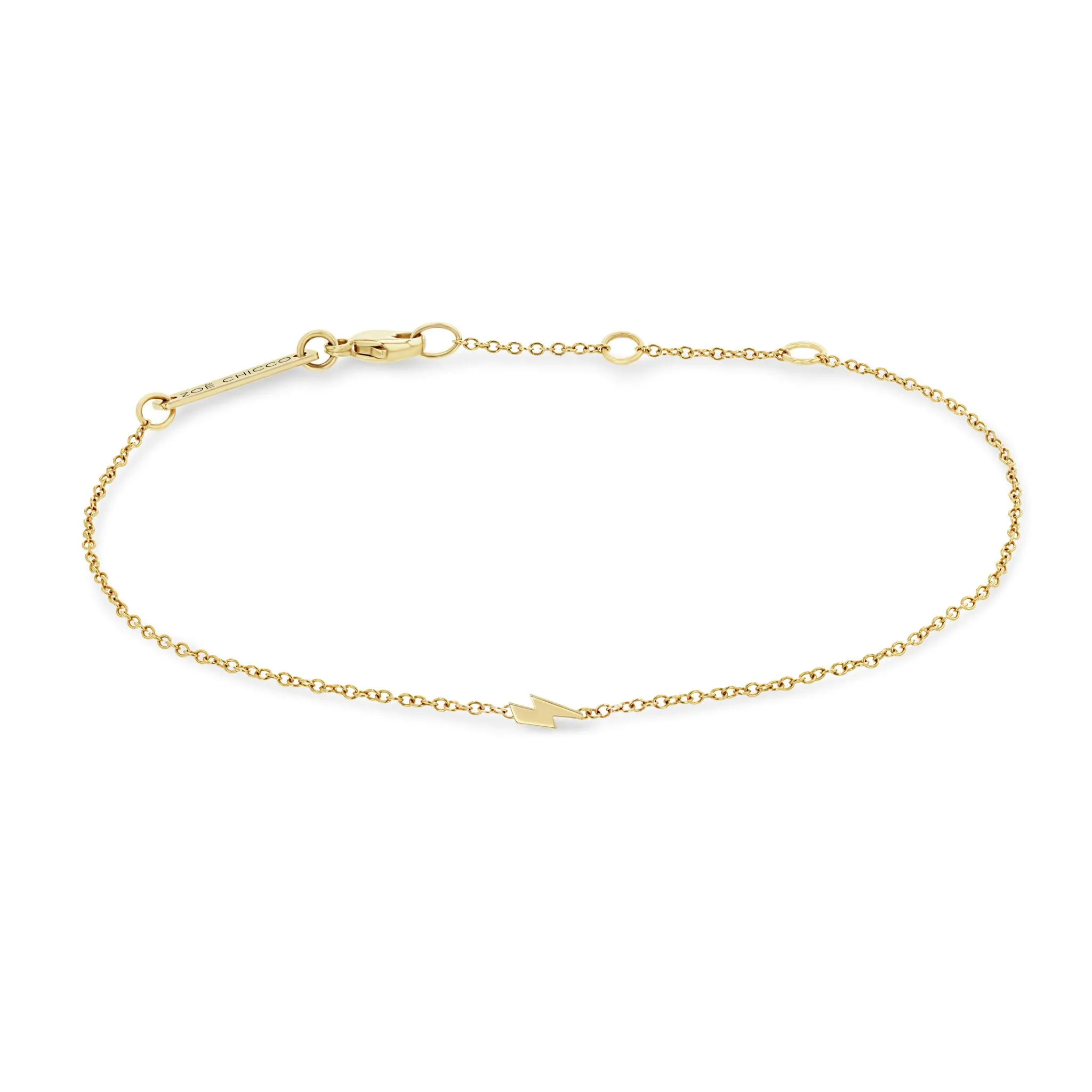 14k itty bitty lightning bolt bracelet sold by Zoe Chicco