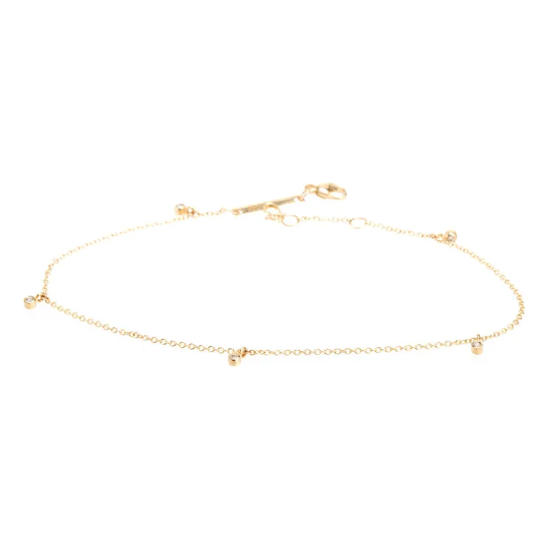 14k 5 Dangling Diamond Anklet sold by Zoe Chicco