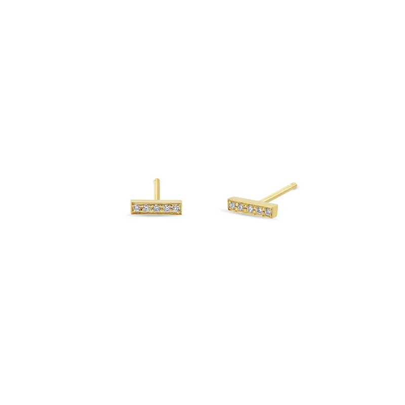 14k Pavé Diamond Bar Studs sold by Zoe Chicco