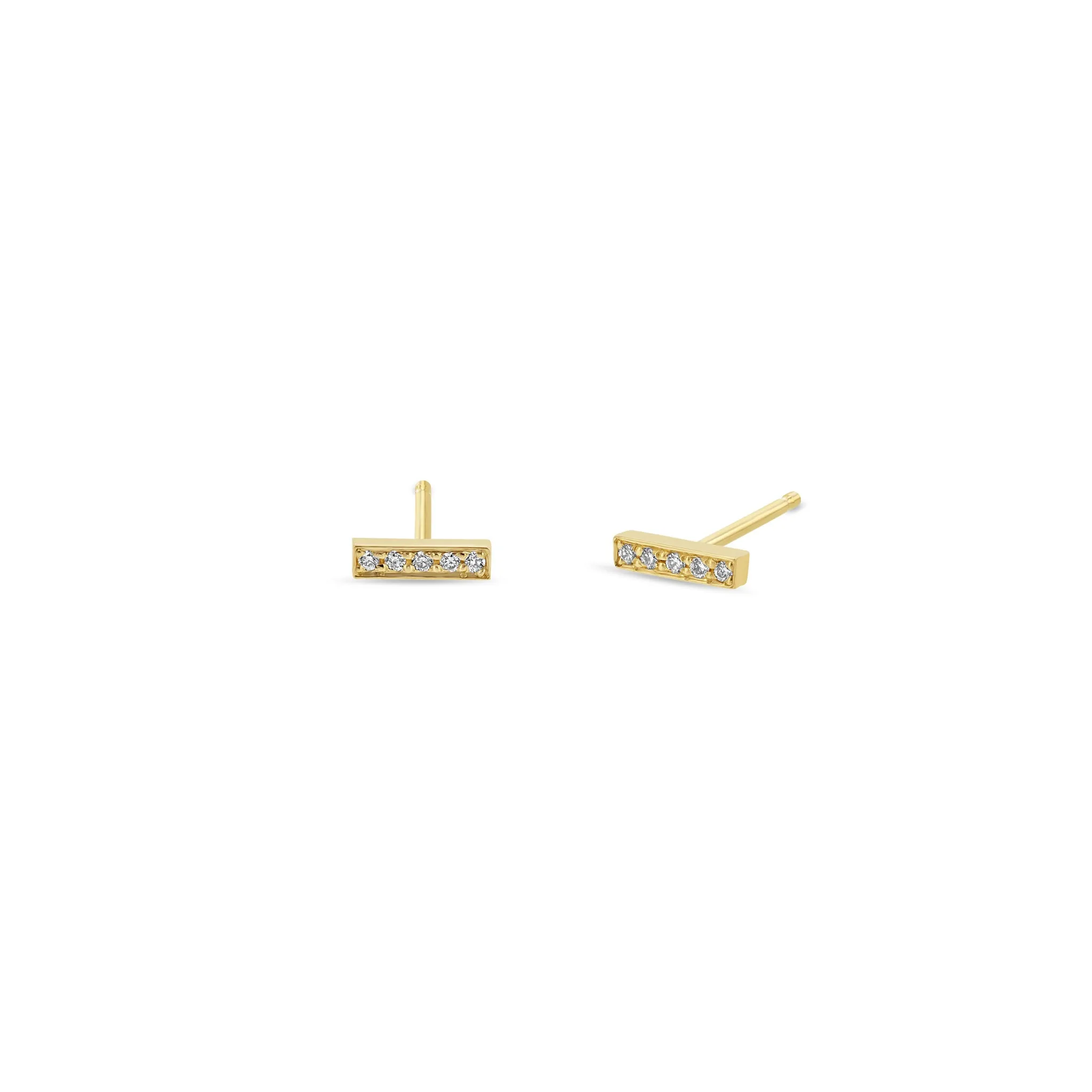 14k Pavé Diamond Bar Studs sold by Zoe Chicco