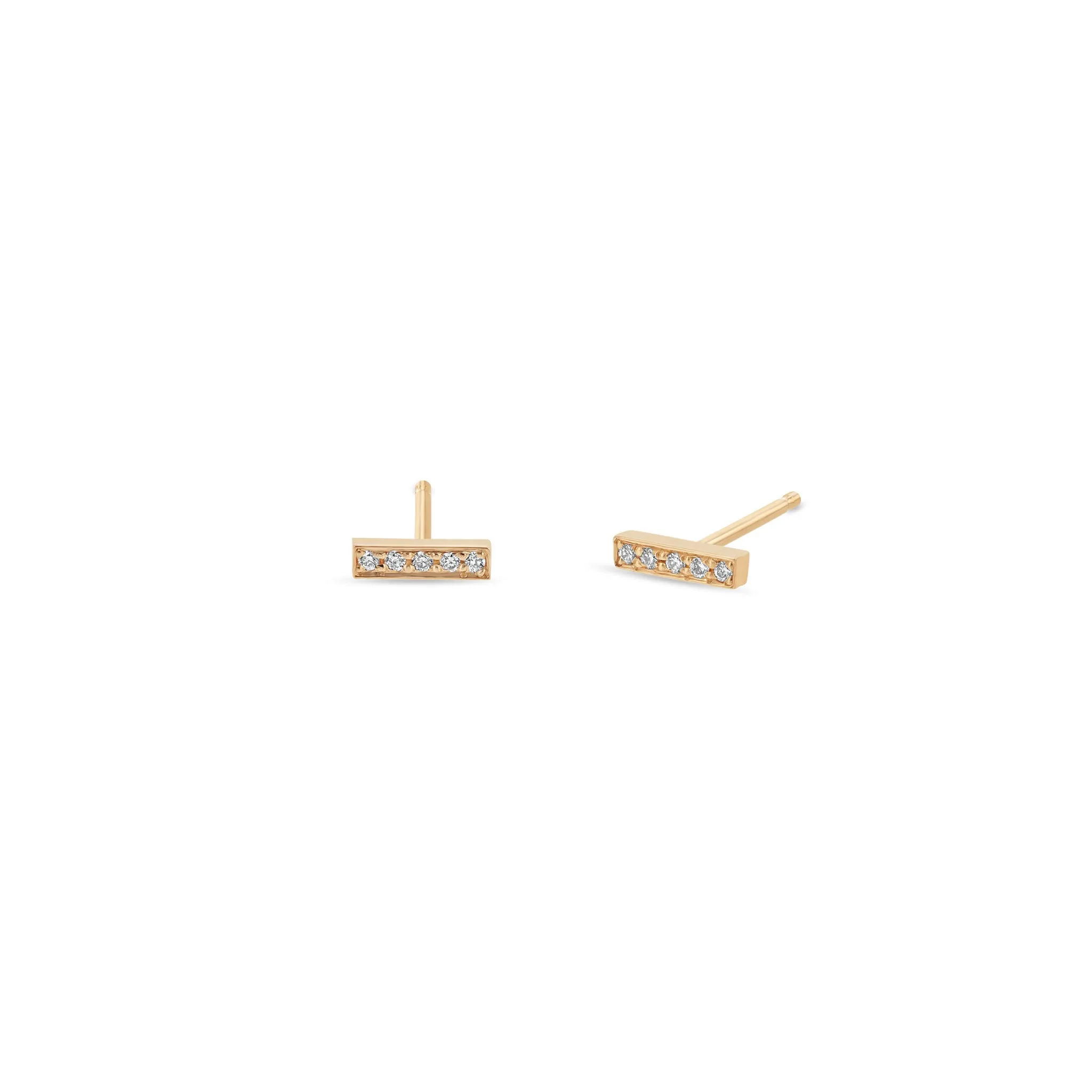 14k Pavé Diamond Bar Studs sold by Zoe Chicco product image thumbnail 4