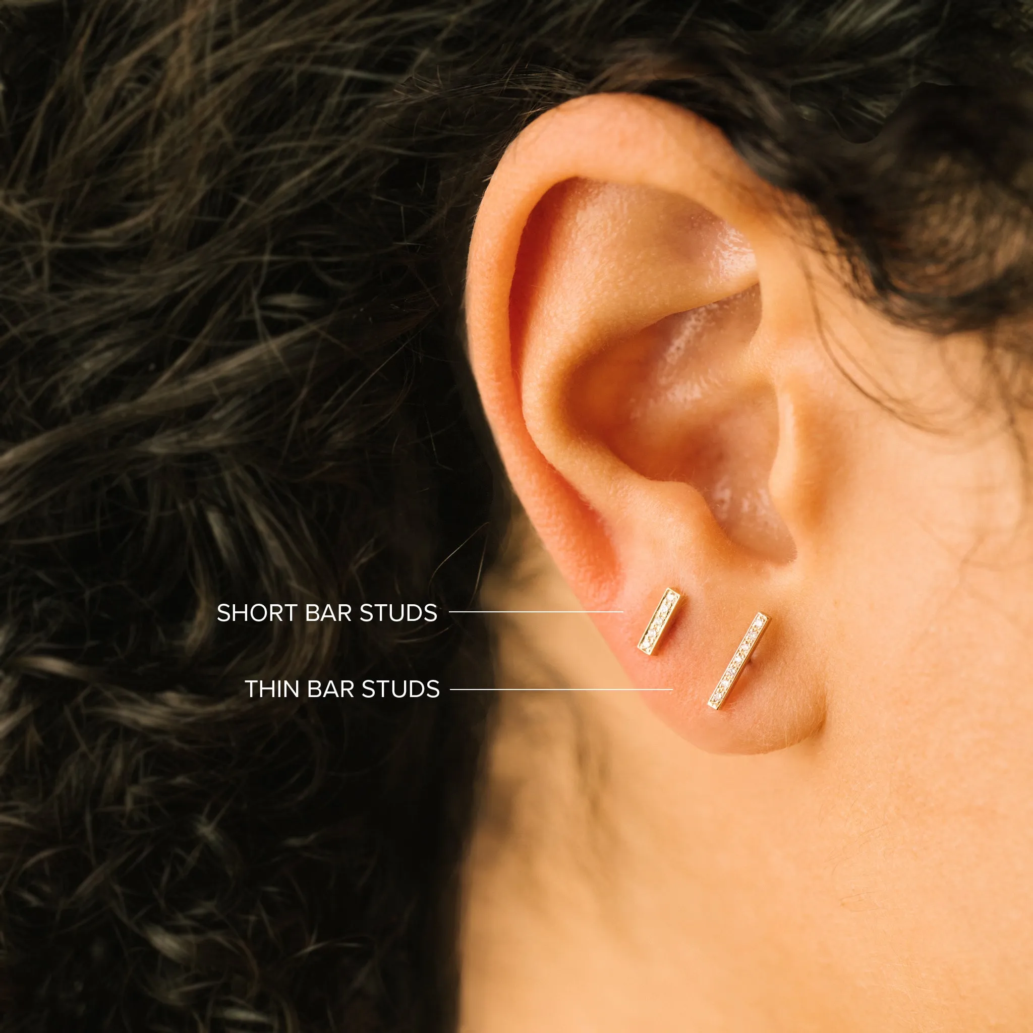 14k Pavé Diamond Bar Studs sold by Zoe Chicco product image thumbnail 2