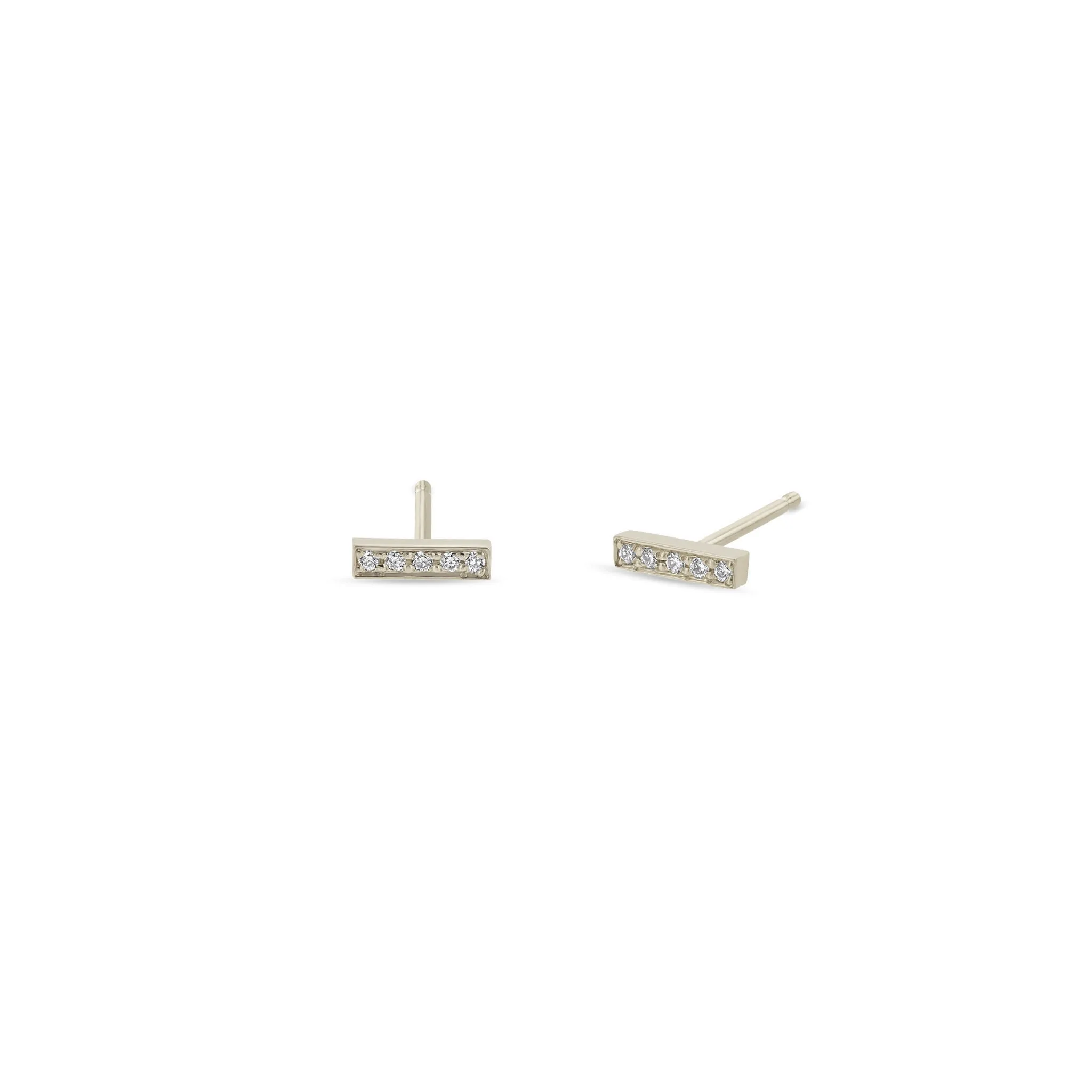 14k Pavé Diamond Bar Studs sold by Zoe Chicco product image thumbnail 5