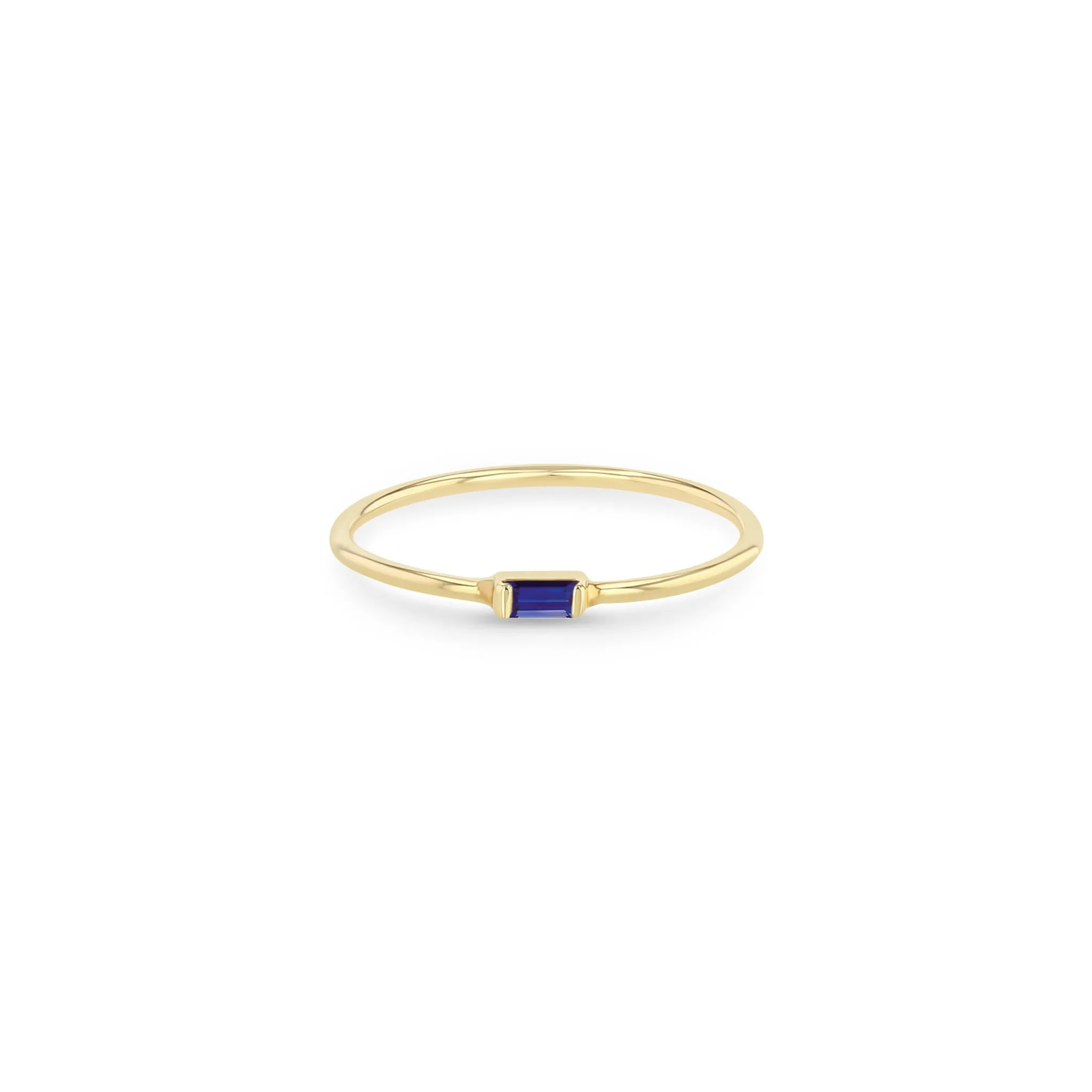 14k Horizontal Blue Sapphire Baguette Ring sold by Zoe Chicco