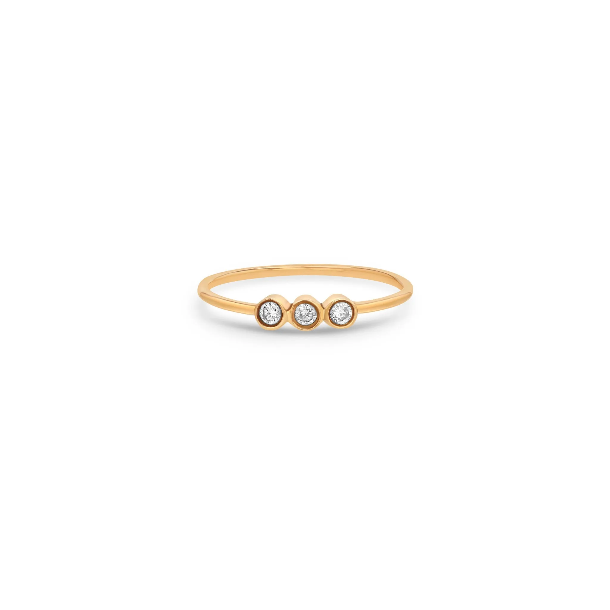 14k 3 Diamond Bezel Ring sold by Zoe Chicco product image thumbnail 3