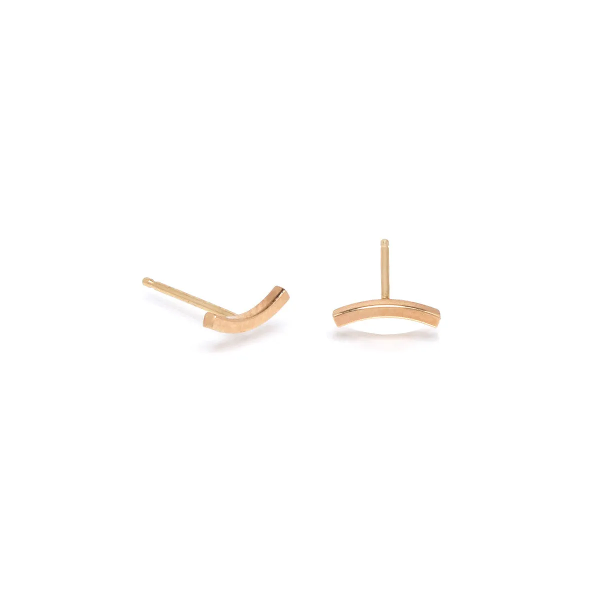 14k Curved Bar Studs sold by Zoe Chicco