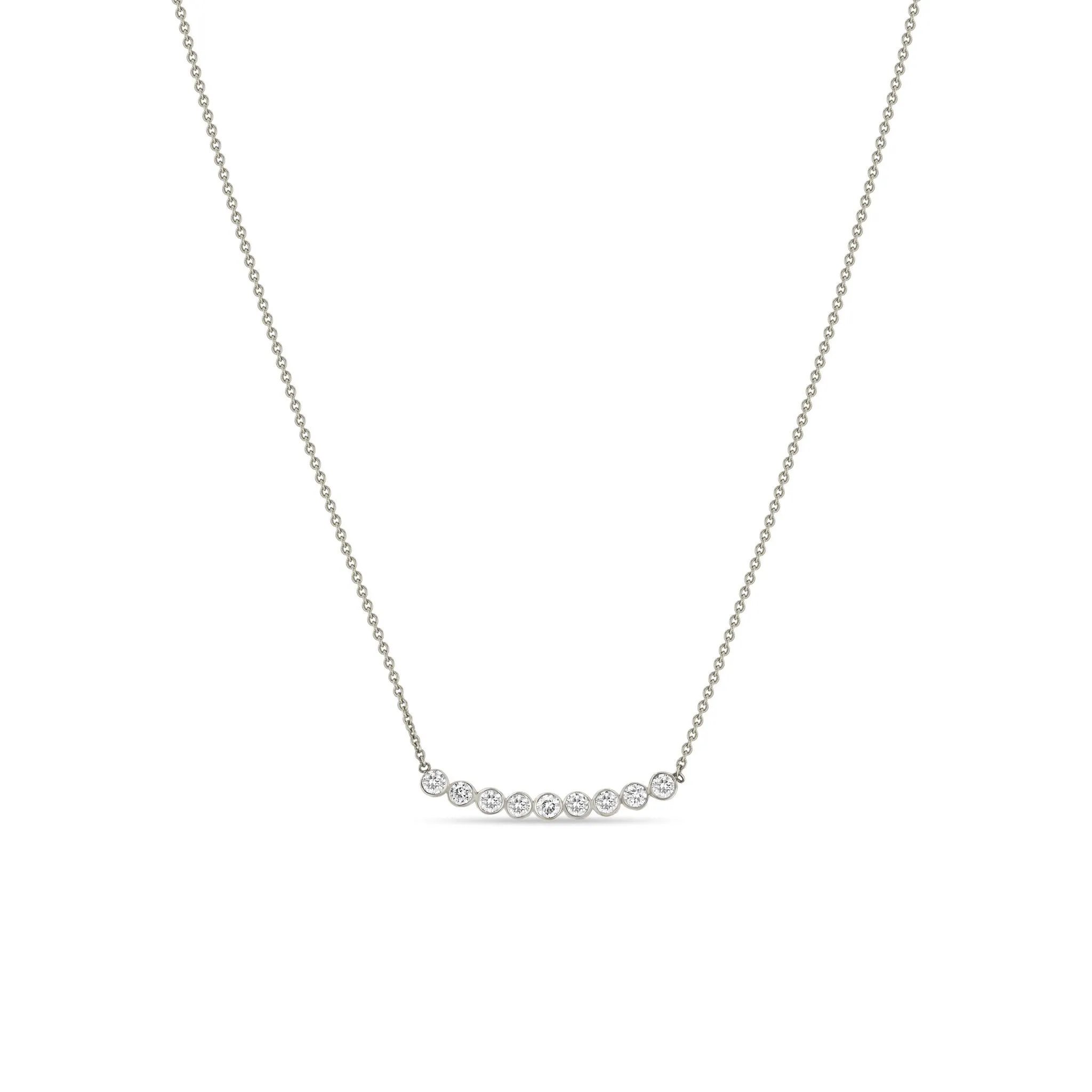 14k 9 Diamond Bezel Curved Bar Necklace sold by Zoe Chicco product image thumbnail 4