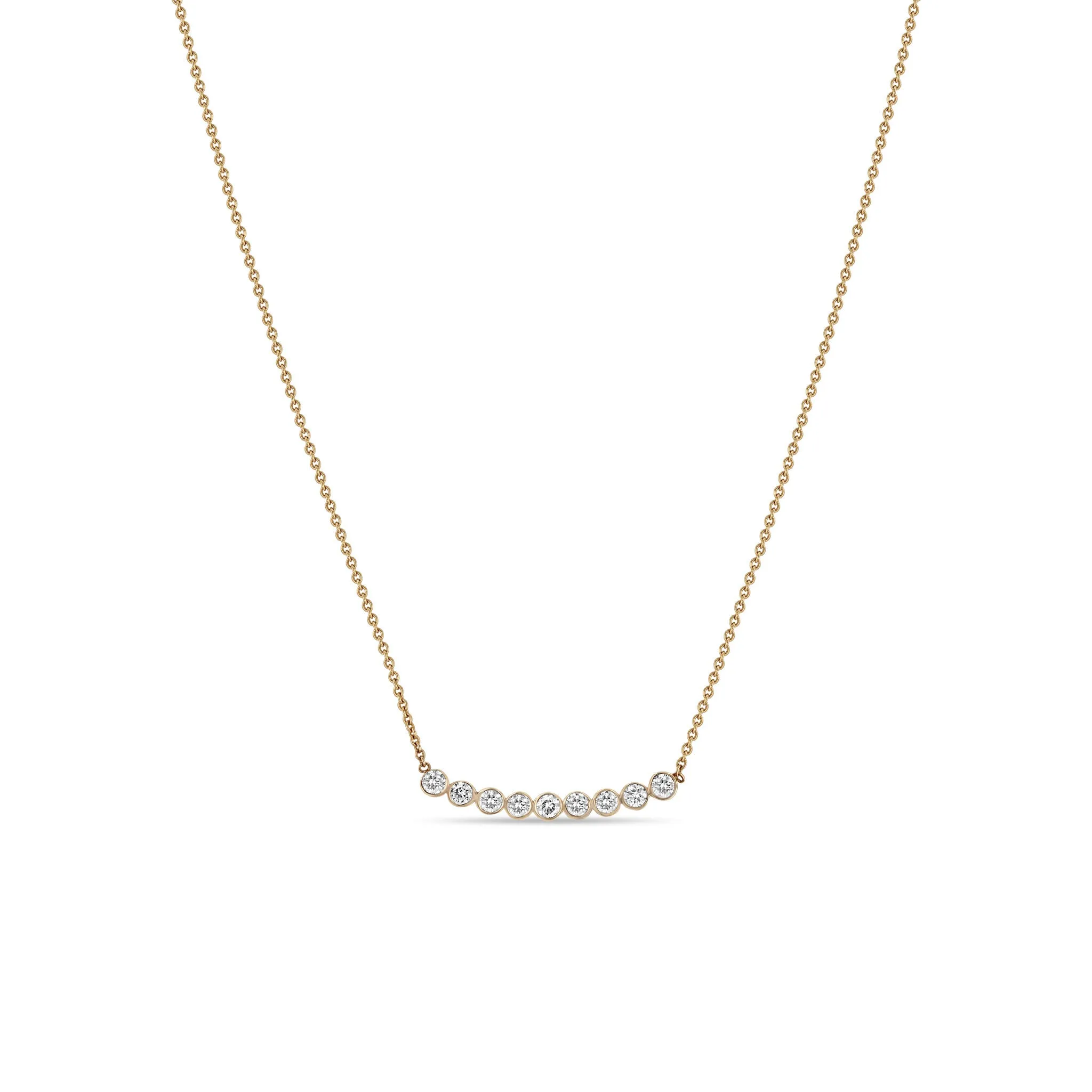 14k 9 Diamond Bezel Curved Bar Necklace sold by Zoe Chicco product image thumbnail 3
