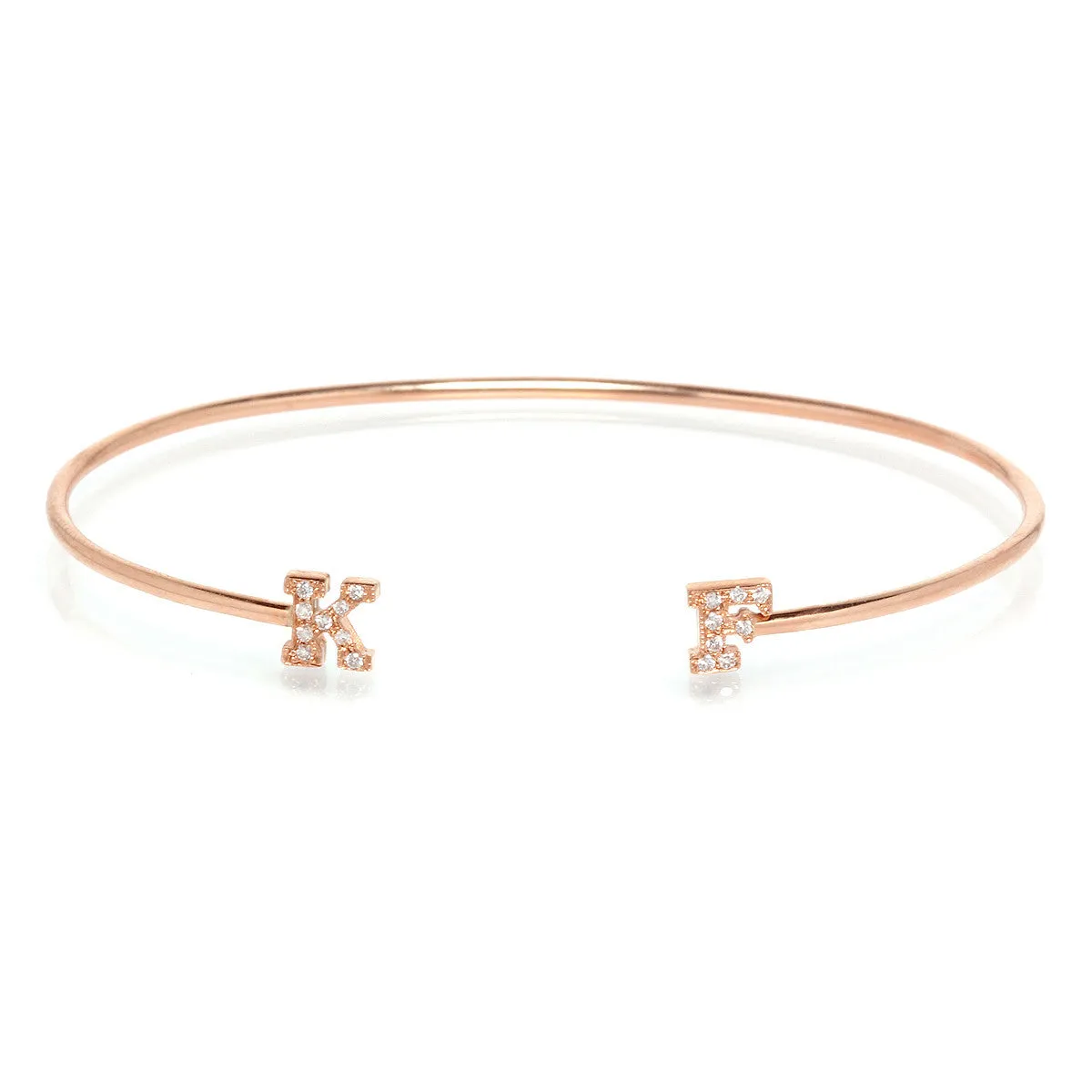 14k 2 Pavé Diamond Initial Letter Thin Cuff sold by Zoe Chicco product image thumbnail 2